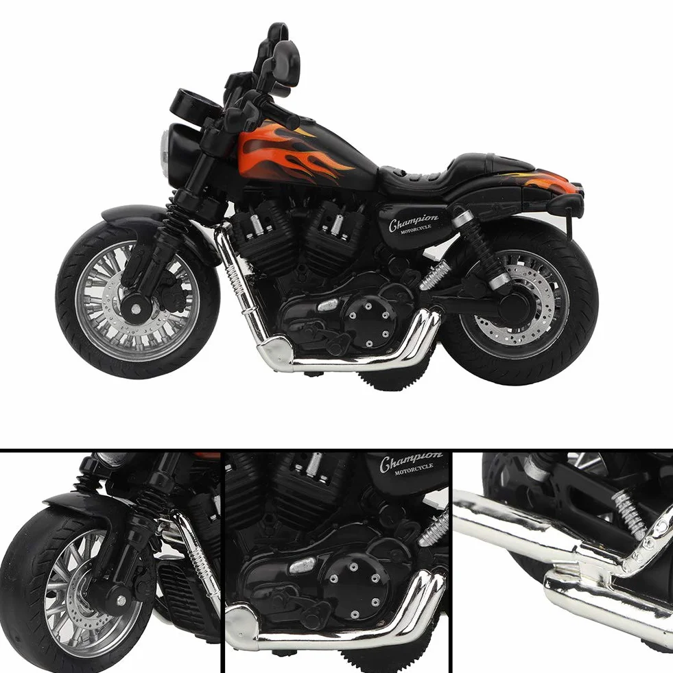 Motorbike Model Toy, Electric Alloy Car High Simulation Model Toy with Light and Music Education Toys Gift For Children[Black]