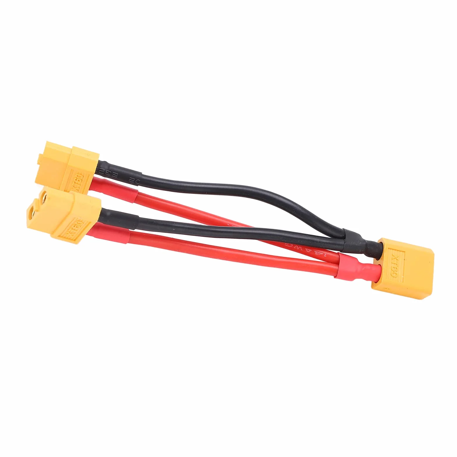Adapter Kabla Równoległego do Akumulatora RC, 9cm, Wtyk XT60, Podwójny Przedłużacz Y-splitter, 1 Wtyk na 2 Gniazda, Przewód Silikonowy do RC Lipo