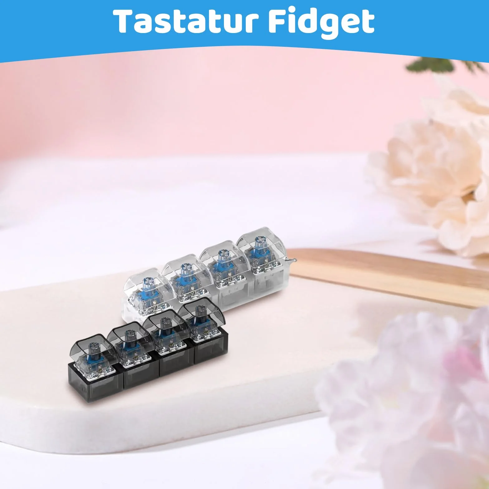 2 sztuki zabawka fidget w kształcie klawiatury, półprzezroczysta mechaniczna zabawka breloczek do kluczy wisiorek klawiatura antystresowy fidget breloczek dla dorosłych, do biura podróży codziennego