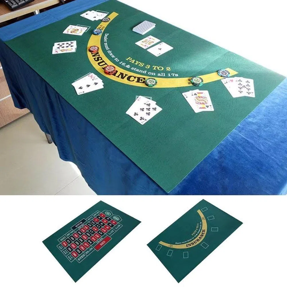 Mata do ruletki, 60 x 90 cm, zielony filc, podwójna, mata na stół do blackjacka, poprawi Twoją noc w grach w kasynie.