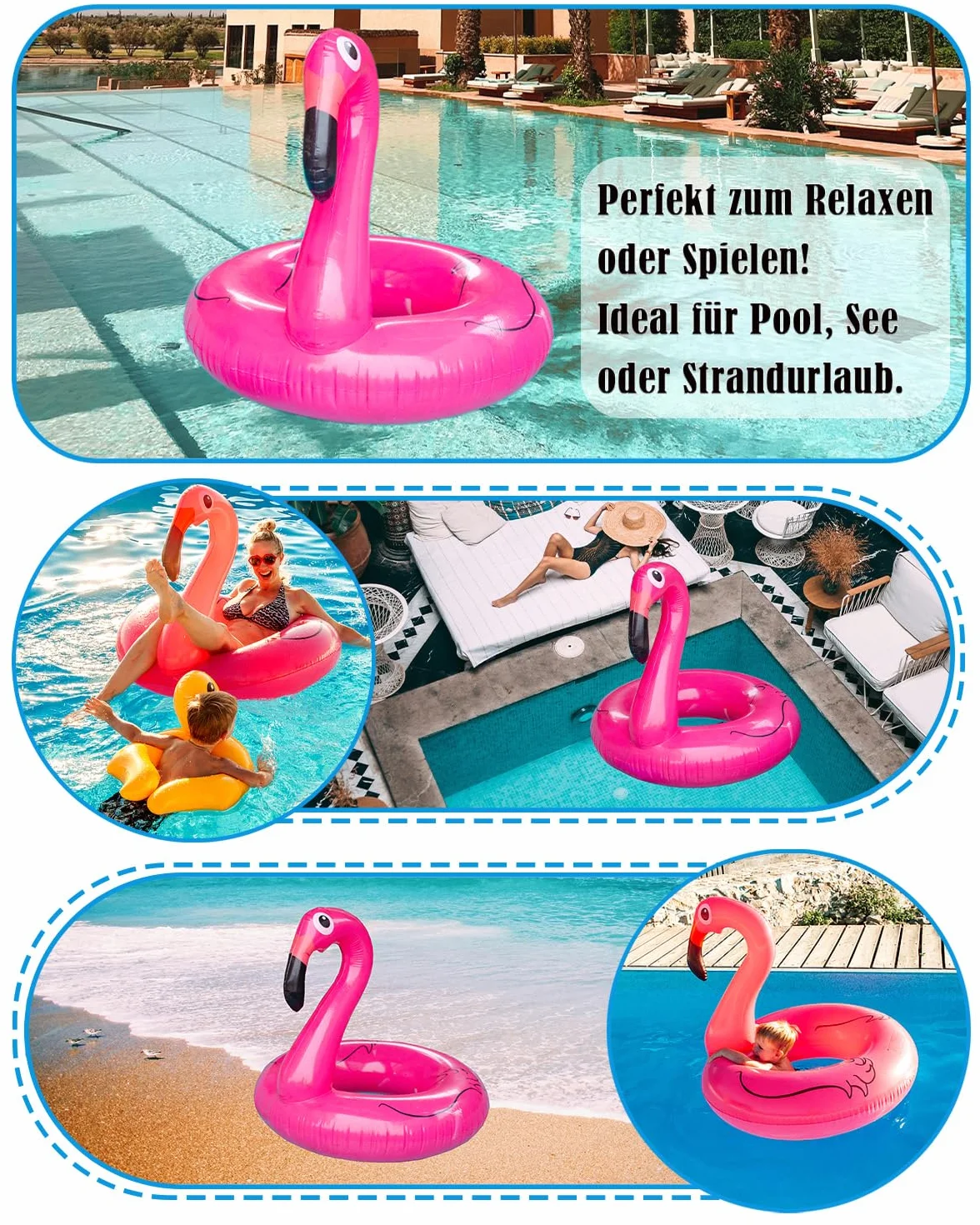 Flamingo koło do pływania nadmuchiwane, koło do pływania, materace 118 cm, różowe