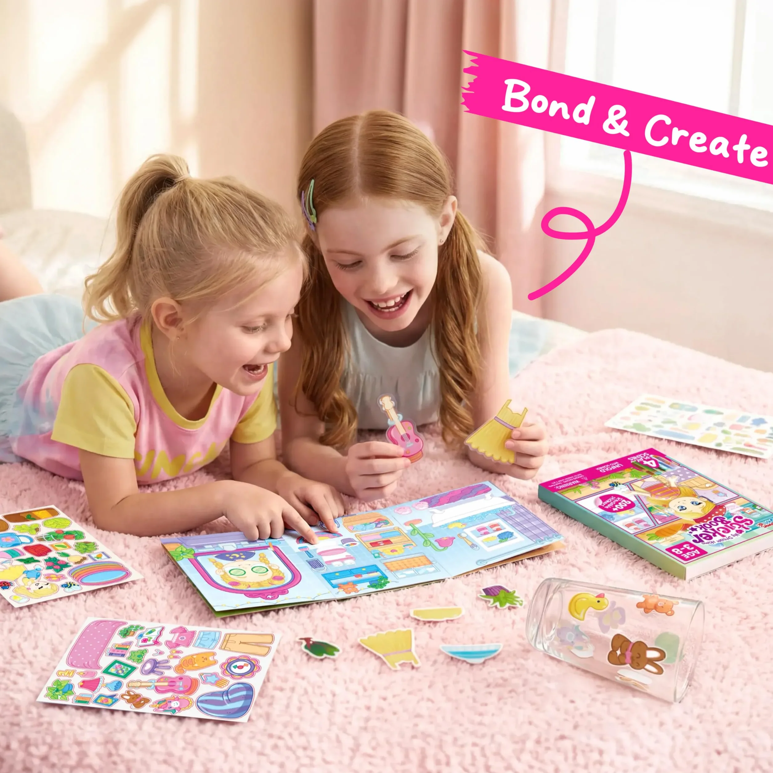 Klever Kits Książka z naklejkami wielokrotnego użytku 3D dla dzieci, przenośna, wodoodporna, odpowiednia dla dzieci w wieku 2, 3, 4, 5, 6 lat