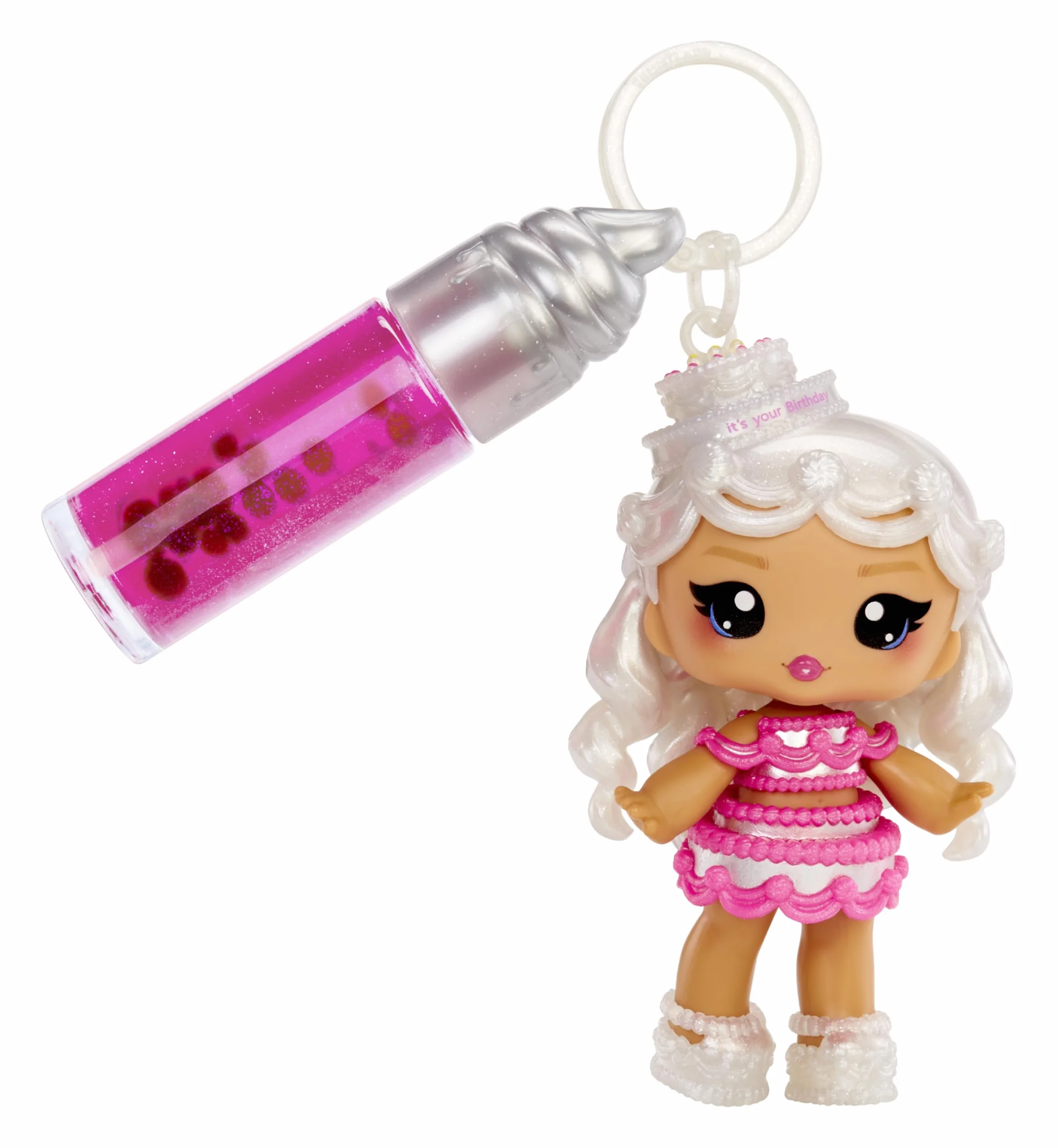 Yummiland Lip Gloss Doll – Sour Sweeties - Misty Cakes – Laleczka z Błyszczykiem do Samodzielnego Wykonania i Breloczkiem, Zabawa z Makijażem, Lalka Kolekcjonerska, Dla Dzieci w Wieku od 4. Lat