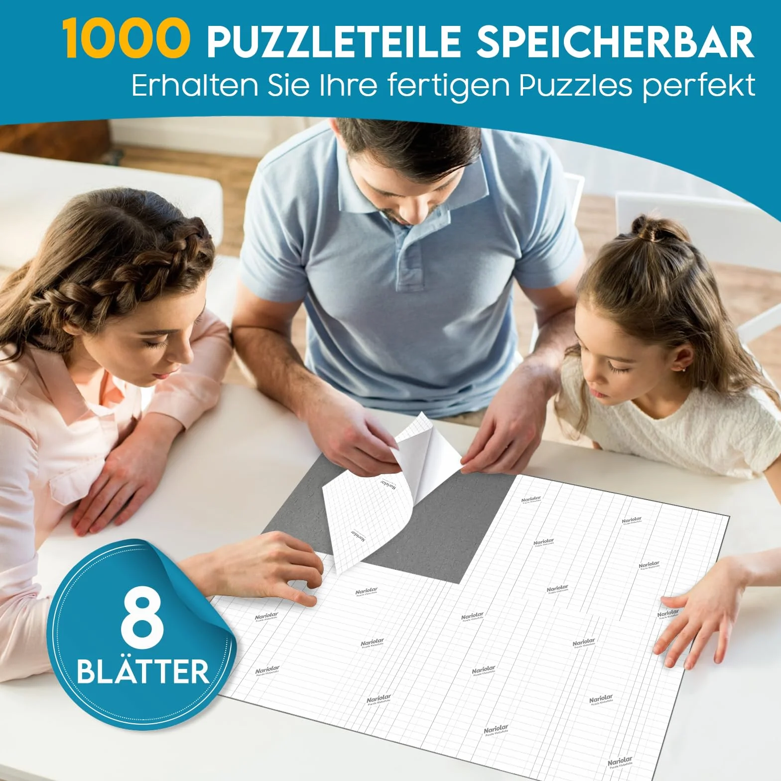 Nariolar Ultra-przyczepna folia samoprzylepna, 8 super kleju do puzzli, do uzyskania 1000 elementów puzzli i ochrony puzzli w ciągu zaledwie kilku minut