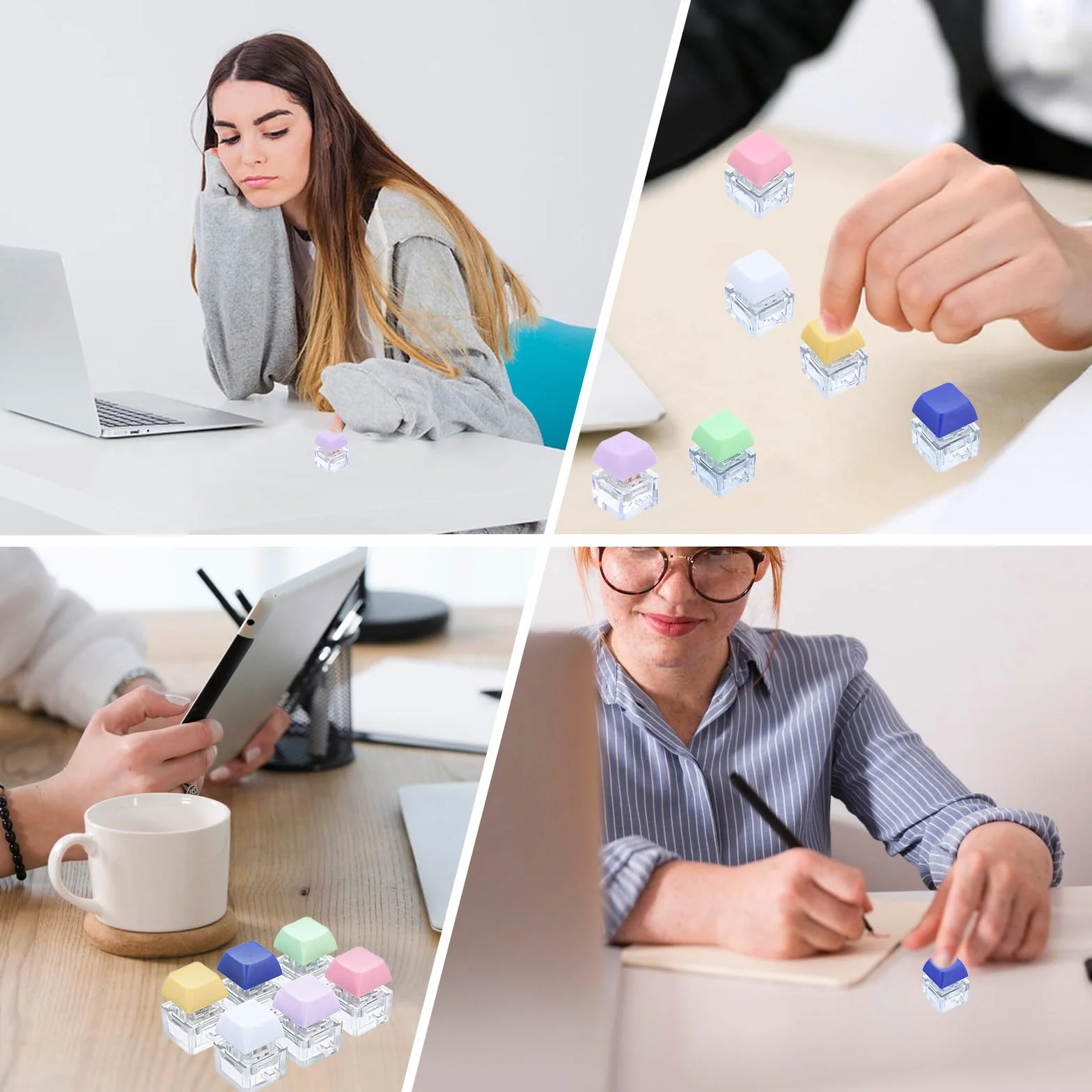 Mabor 6 sztuk fidget zabawka fidget keyboard, breloczek do kluczy z nasadkami na klawisze i guzikami, dla kobiet i mężczyzn, redukuje stres i spędzanie czasu (6 kolorów)