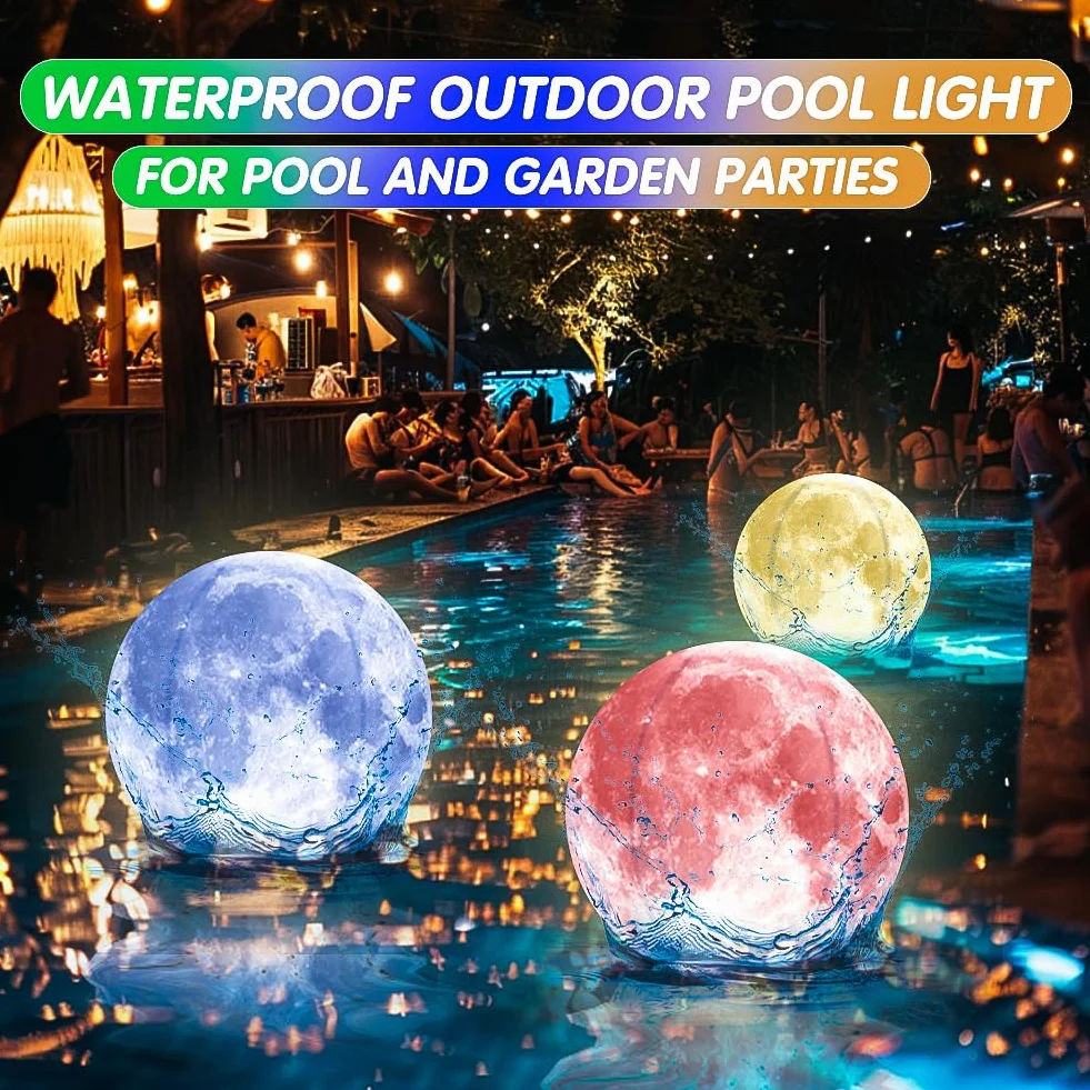 Joycabin Nadmuchiwana kula wodna LED, 2 sztuki, średnica 40 cm, pływające oświetlenie basenu, wodoszczelna piłka plażowa na plażę, do ogrodu, na basen, imprezę