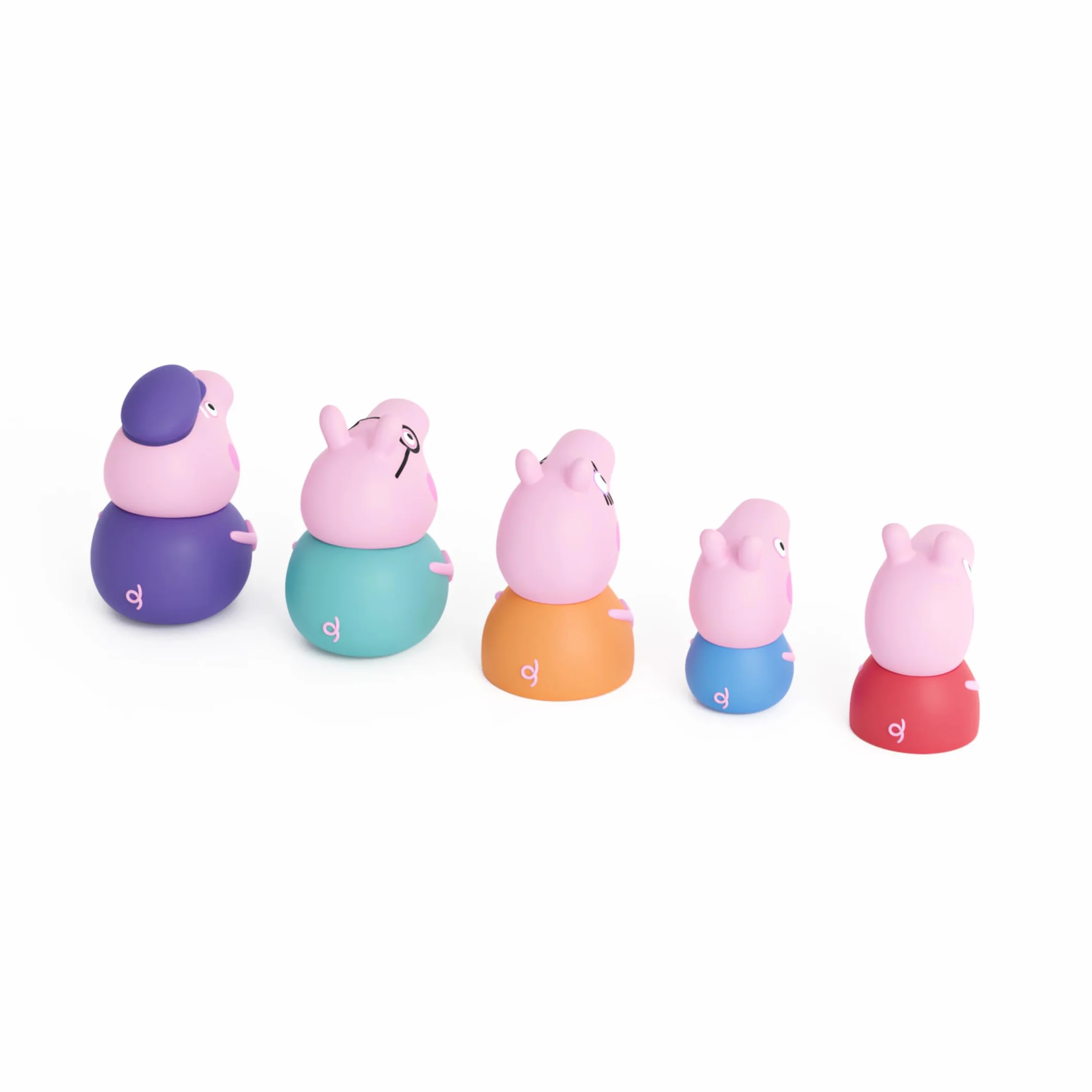 Peppa Pig - Zestaw 5 lalek z palcem Rodzina Świnka Peppa - Zabawki do wody i kąpieli - Od 3 lat (DeQube 919D00049)