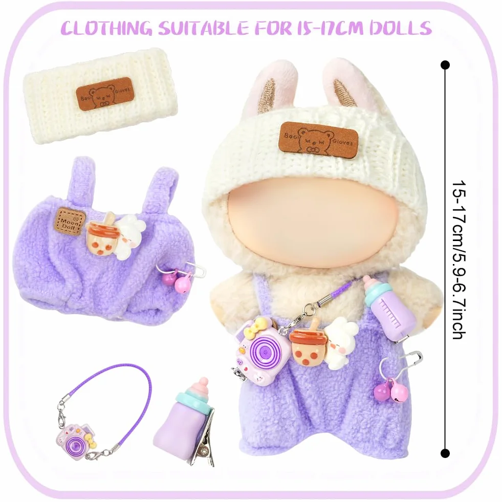 Pluszowa lalka Cute Doll Clothes, 17 cm, pluszowa lalka, modne ubrania do pluszowej zabawki, akcesoria odzieżowe, idealny prezent dla dzieci