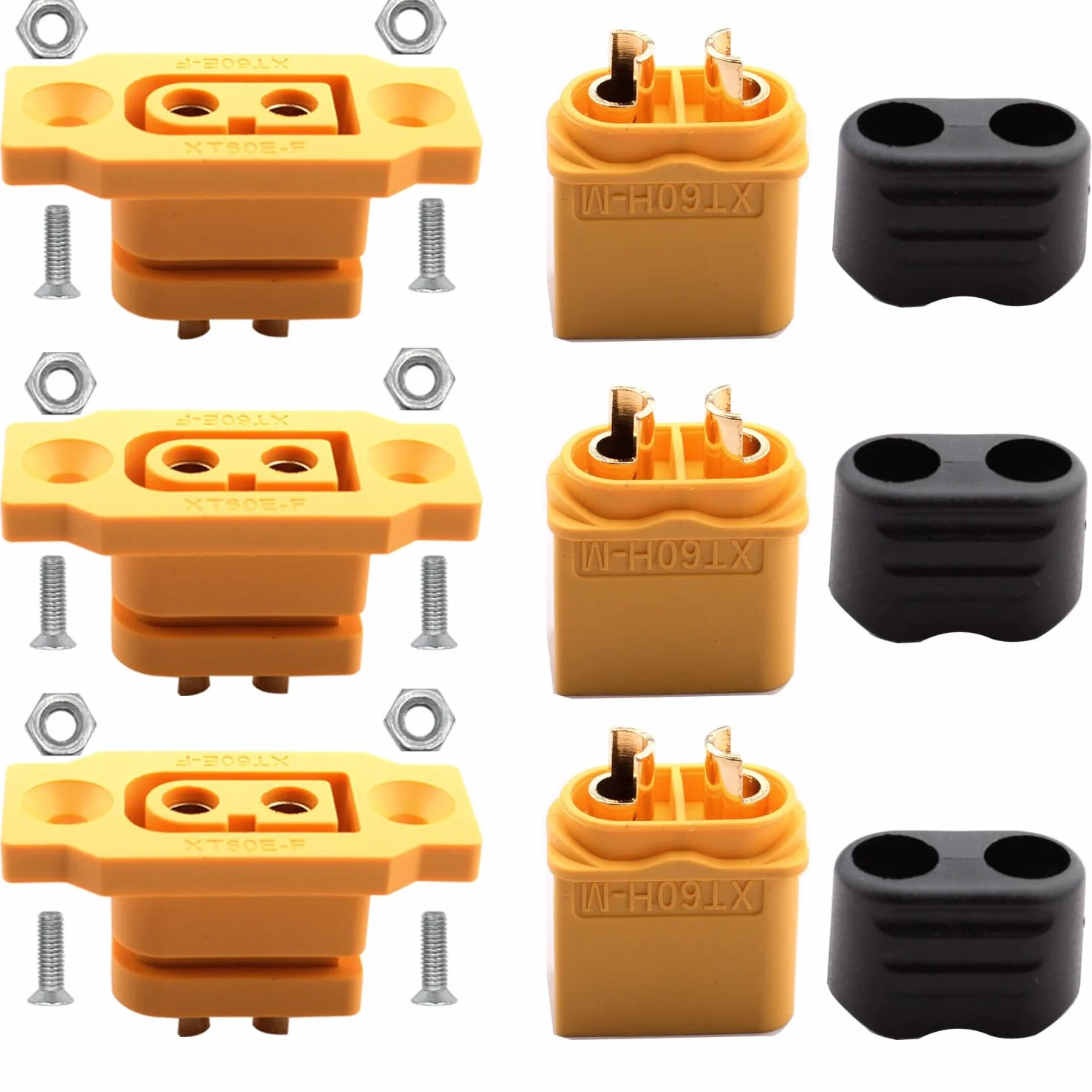 RUNCCI-YUN 3 pary XT60E-F gniazdo wysokowydajne wtyczki do zabudowy + wtyczka XT60H ze śrubami do akumulatora Lipo XT-60 wtyczka 2pin do RC FPV Lipo akumulator RC Quadcopter