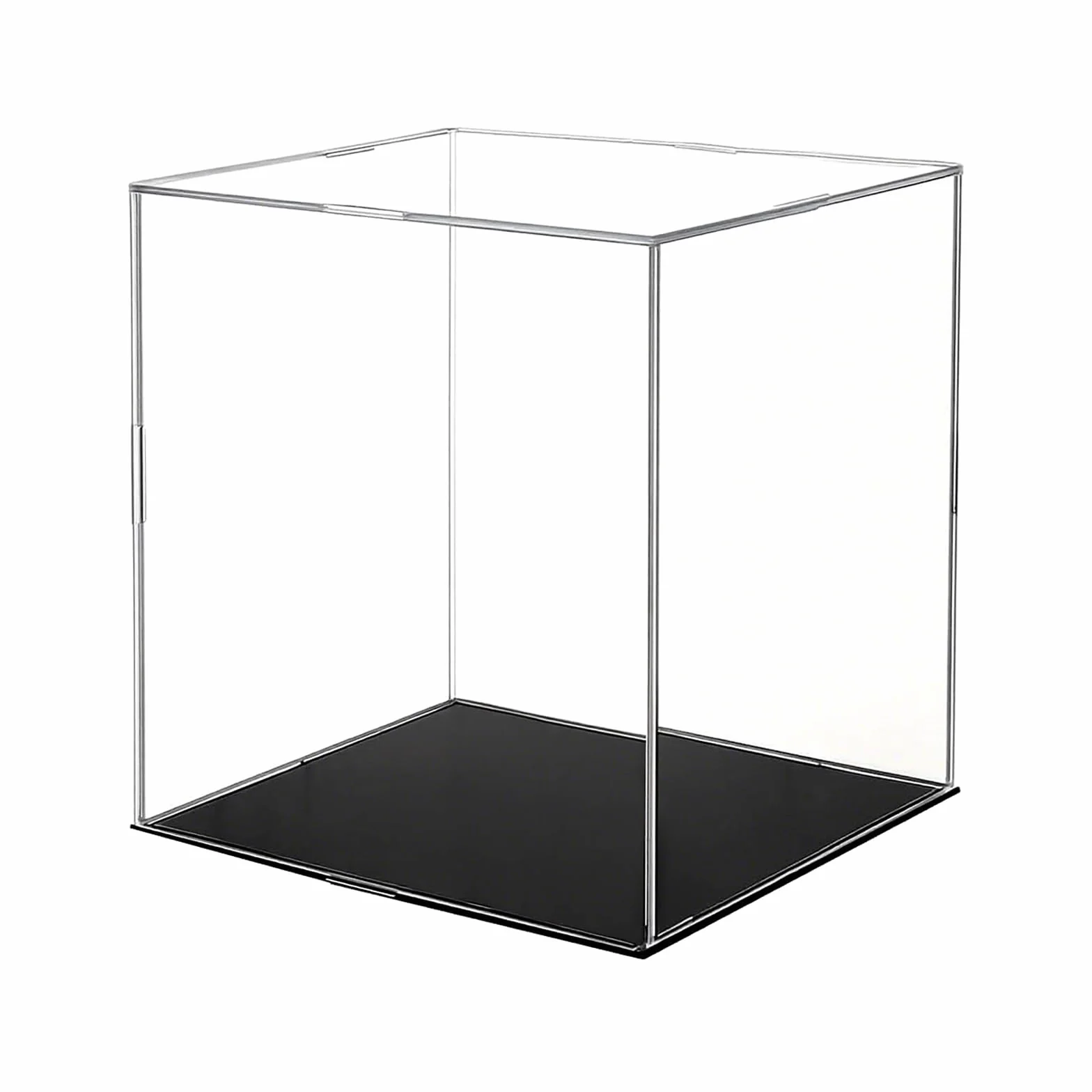 ZhouWei Teca Plexiglass, przezroczysta wystawa z pleksiglasu pyłoszczelna, akrylowa wystawa ekspozycyjna witryna do modelowania z czarną podstawą, do zabawek kolekcja figur (15 × 15 × 15 cm)