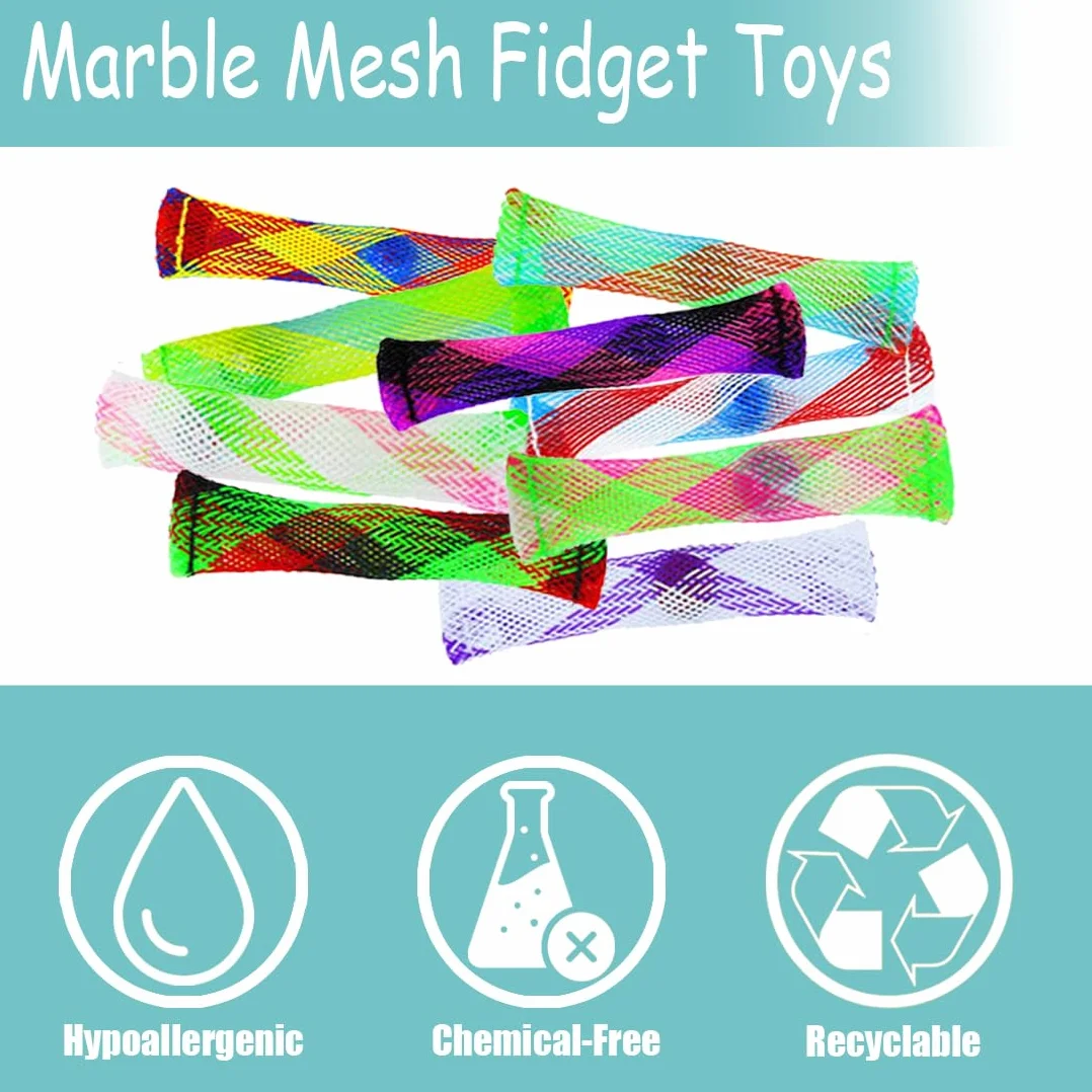 Marmurowe zabawki Fidget Toys 20 sztuk, tkane węże siatkowe z zabawkami marmurowymi, zabawki sensoryczne, zabawki na palec oczkowy, dla dzieci i dorosłych