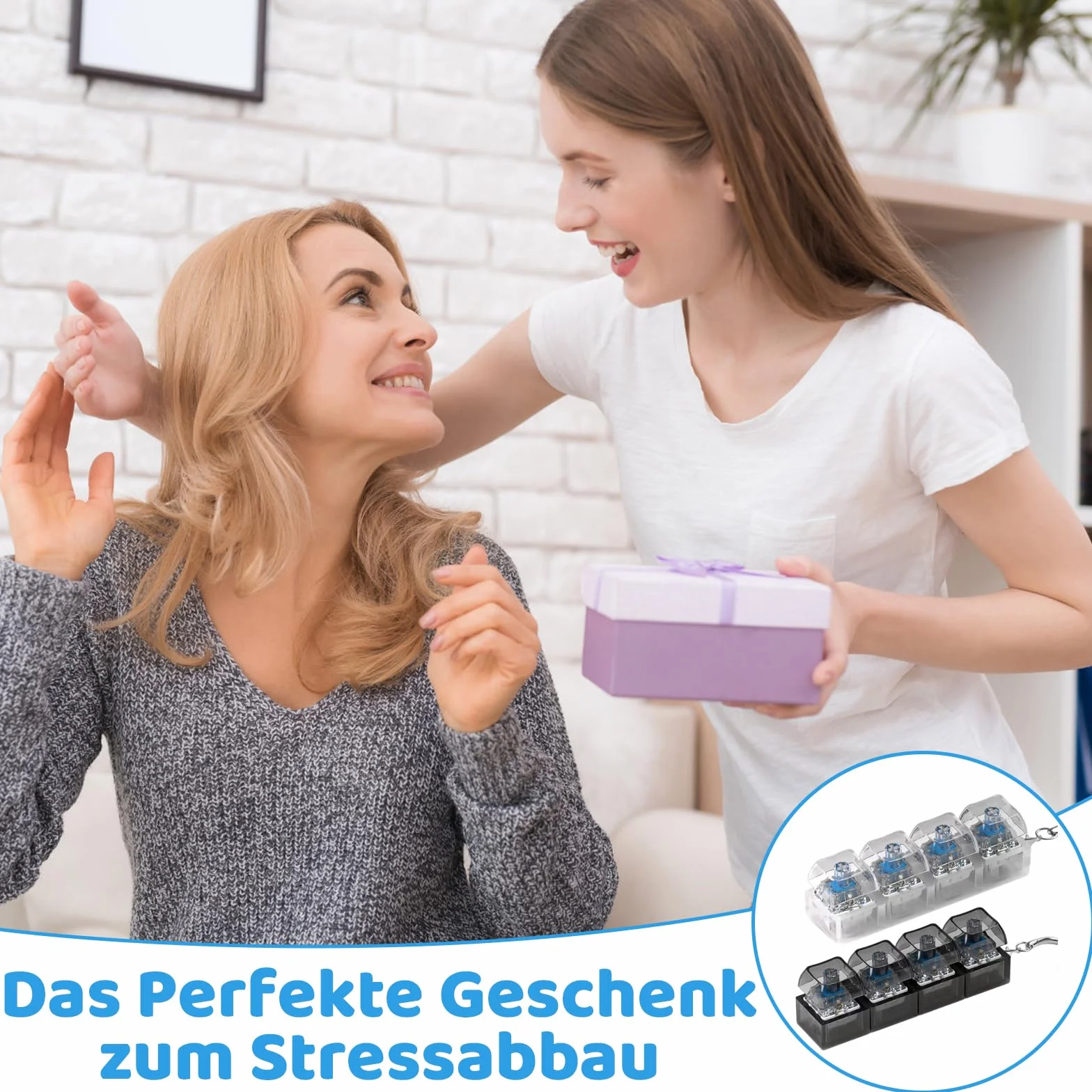 2 sztuki zabawka fidget w kształcie klawiatury, półprzezroczysta mechaniczna zabawka breloczek do kluczy wisiorek klawiatura antystresowy fidget breloczek dla dorosłych, do biura podróży codziennego
