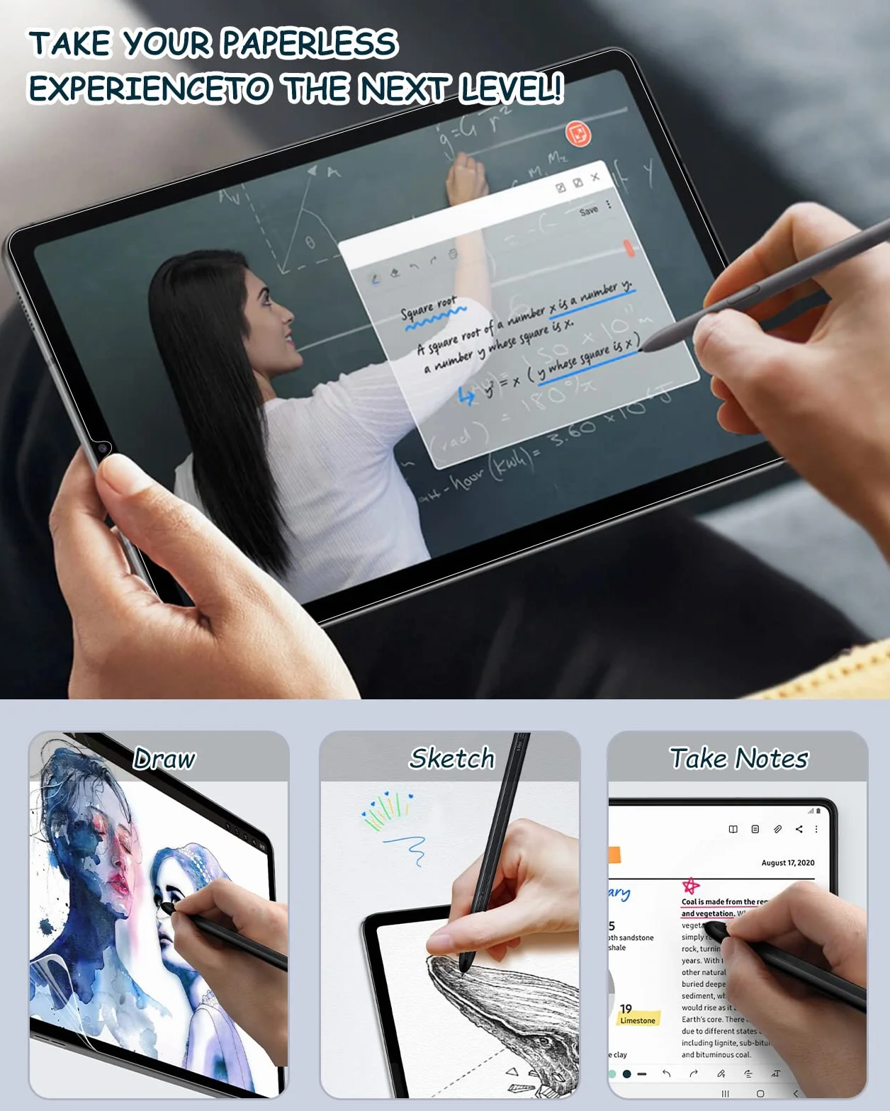 TiMOVO 2 Pack Paper Screen Protector for Galaxy Tab S6 Lite 10.4 Inch(2022/2020) Tablet, Anti-Scratch PET Film Screen Protector for Samsung Tab S6 Lite, Write and Draw Like on Paper Easy to install
