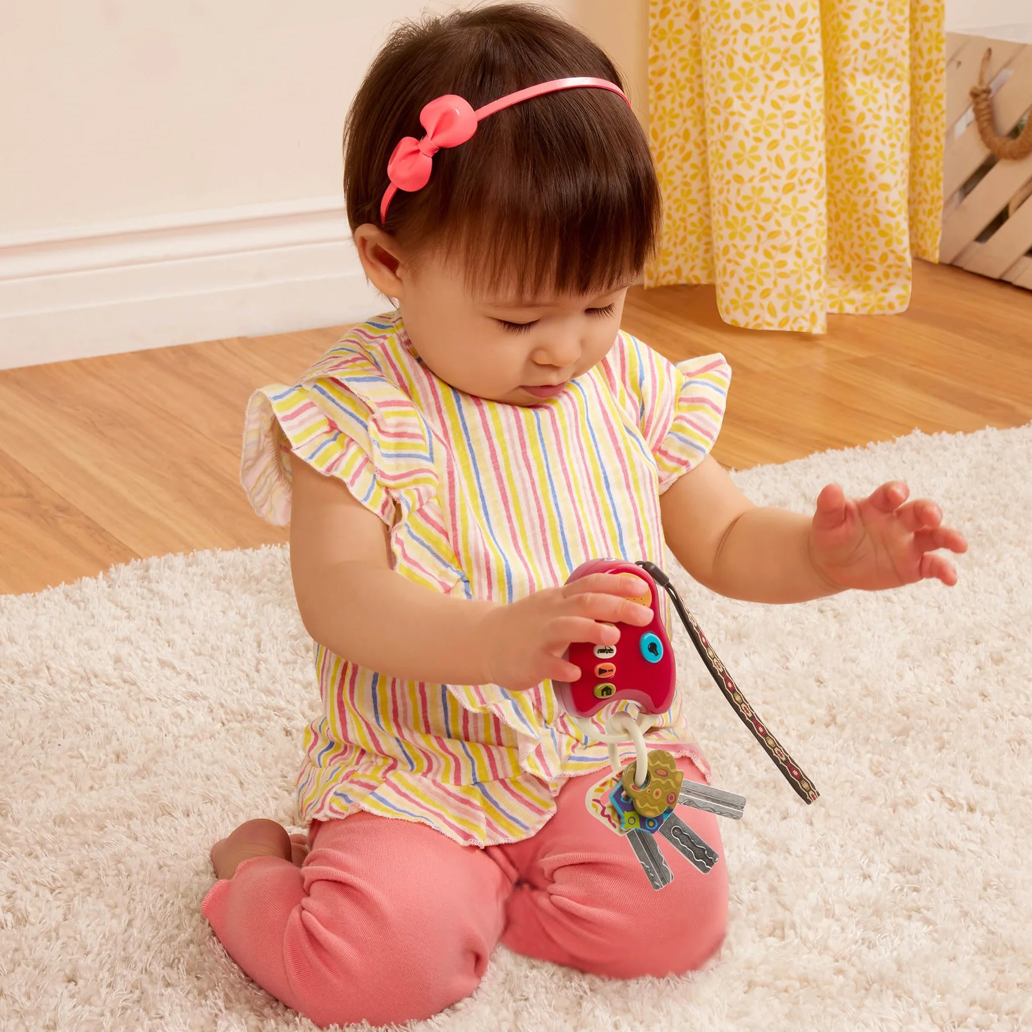 B. toys – FunKeys Toy – Funky Toy Keys dla małych dzieci i niemowląt – zabawka kluczyki samochodowe i czerwony pilot zdalnego sterowania z jasnością i dźwiękami – w 100% nietoksyczne i wolne od BPA