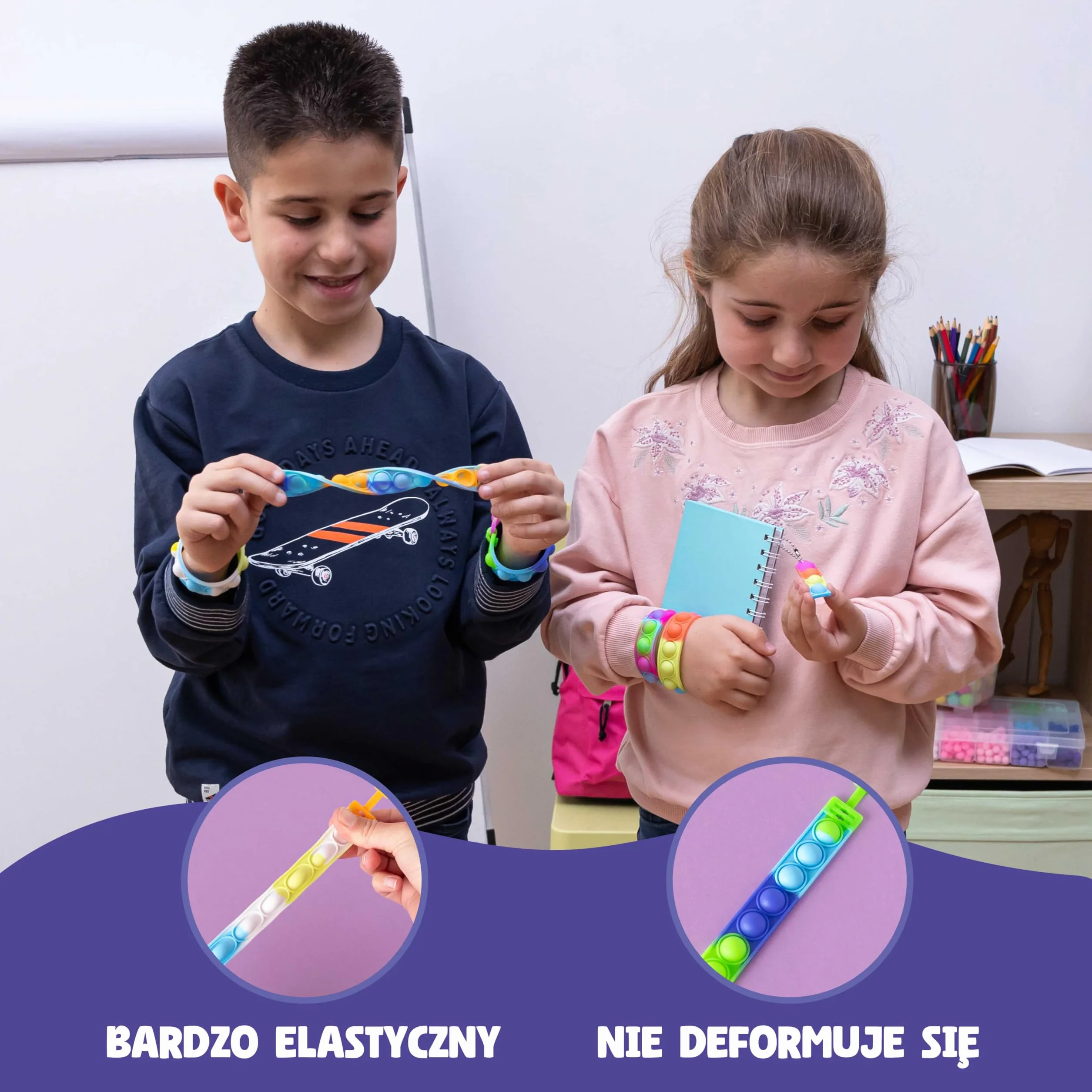 BONNYCO Bransoletki i Breloczki Pop It do Wypełniania Worków na Imprezę dla Dzieci Unisex 30 Szt. Wypełnienie Worków Imprezy, Zabawki Antystresowe, Upominki na Przyjęcie Dziecięce