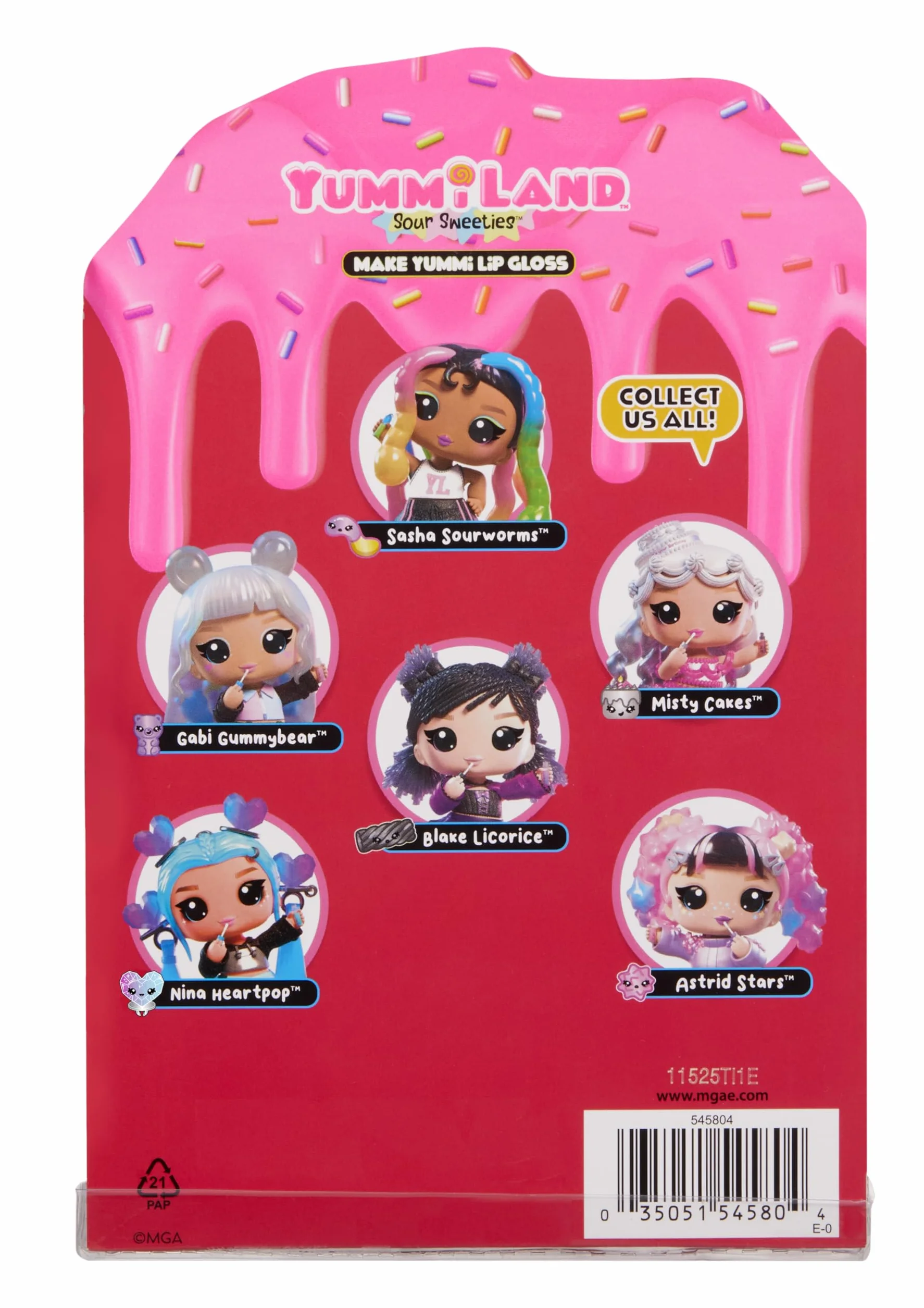 Yummiland Lip Gloss Doll – Sour Sweeties - Misty Cakes – Laleczka z Błyszczykiem do Samodzielnego Wykonania i Breloczkiem, Zabawa z Makijażem, Lalka Kolekcjonerska, Dla Dzieci w Wieku od 4. Lat