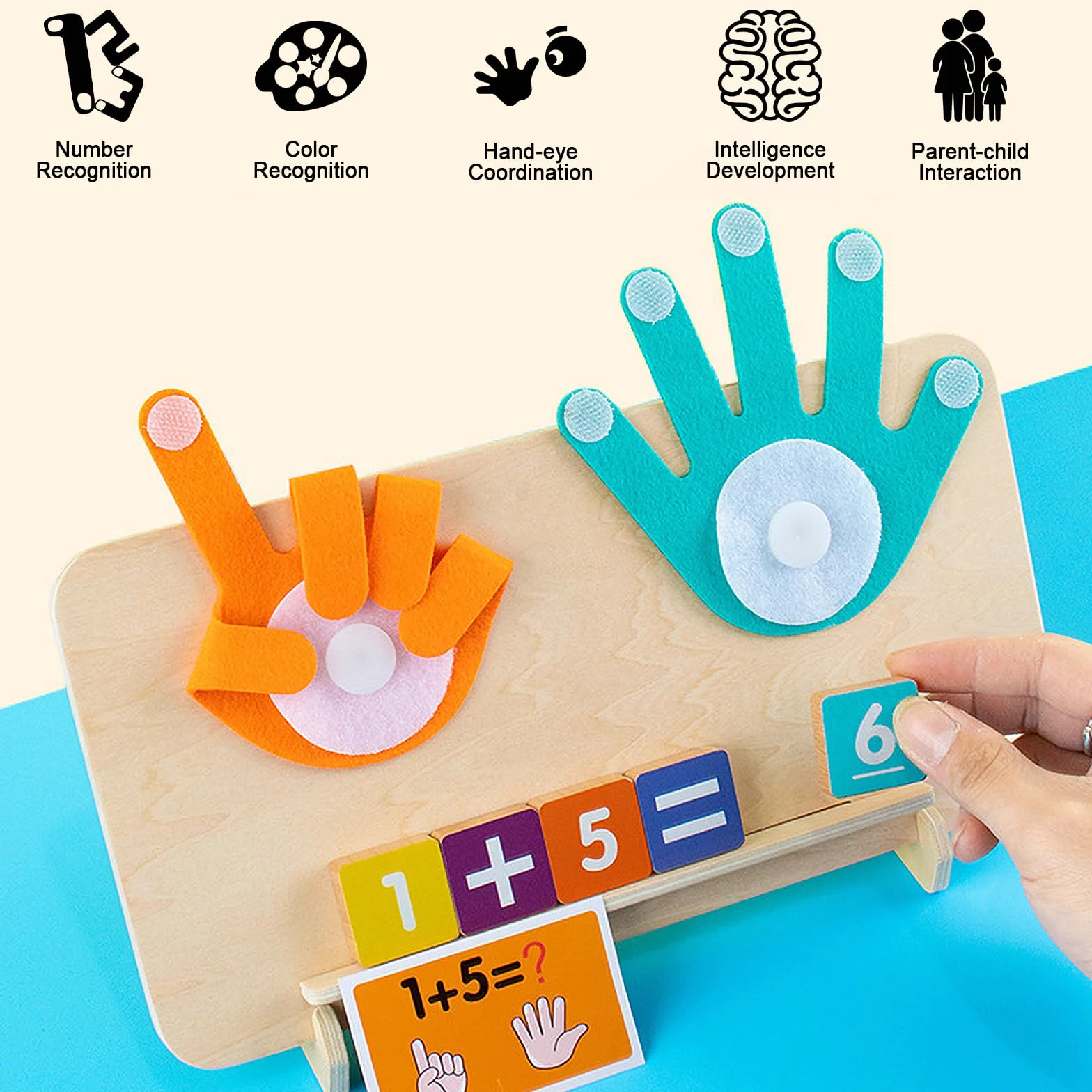 Montessori zabawki matematyczne dla dzieci, drewniane cyfry edukacyjne zabawki edukacyjne Montessori do liczenia palców dla chłopców dziewcząt prezent wiek 3 lat