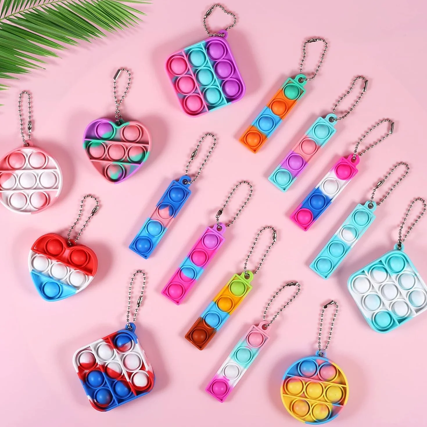 Mini zabawki Pop Fidget, 24 sztuki, mini Pop It Fidget, breloczek do kluczy, mały breloczek Pop Bubble it, antylękowy dla dzieci i dorosłych