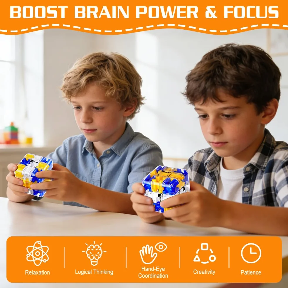 Vicloon Kostka Labiryntu Zabawka, Duża Labirynt 3D Puzzle Maze Cube, Kosmiczna Świadomość Mózgu Zabawka do łagodzenia stresu i rozwijania logiki, prezent świąteczny dla nastolatków, 02
