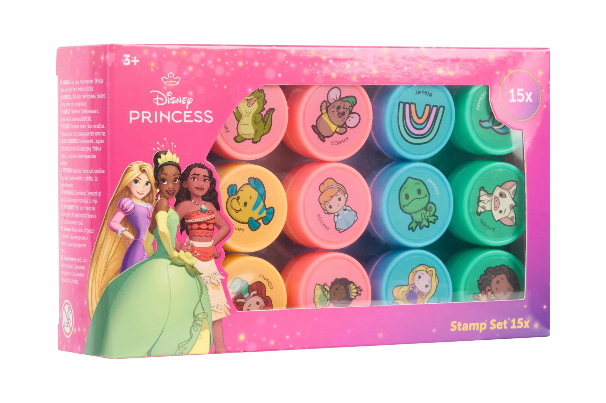 Disney Princess zestaw 15 pieczątek dla dzieci Roszpunka, Vaiana i Tiana | Zestaw DIY dla dziewczynek w wieku od 3 lat | Kreatywna zabawka na urodziny dzieci i mały prezent | certyfikat