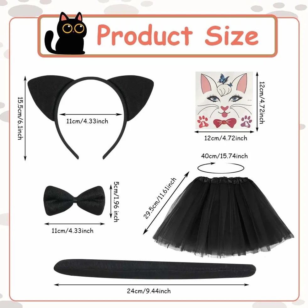 ACWOO Kostium tygrysa, dla dzieci, 5-częściowy zestaw z akcesoriami, sukienka tutu, dla dziewczynek, na karnawał, cosplay, Boże Narodzenie