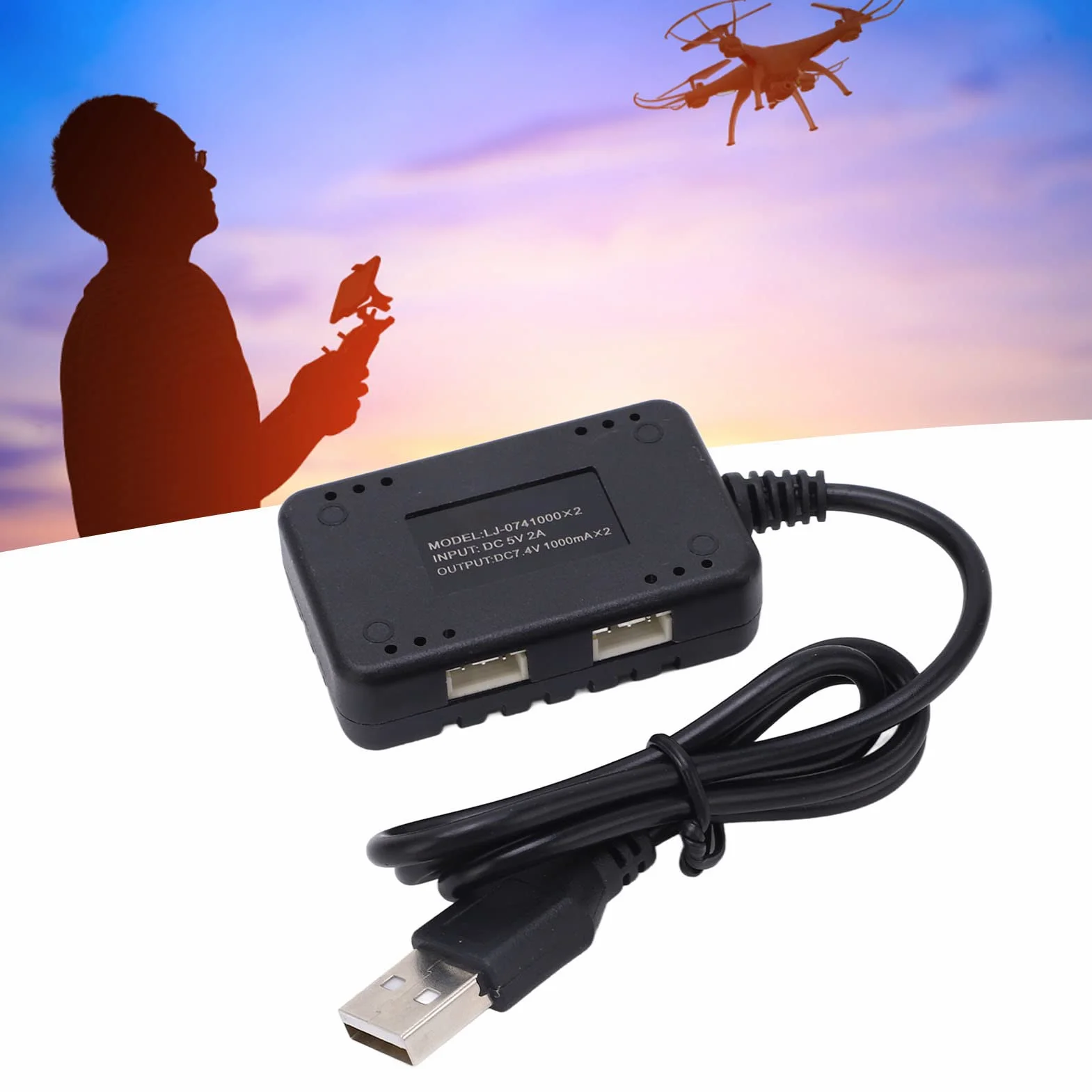 2 w 1 7.4V LiPo Ładowarka do Utrzymywania Równowagi z ładowarką Plastikowa ładowarka USB z lampką kontrolną do Samochodów i łodzi RC