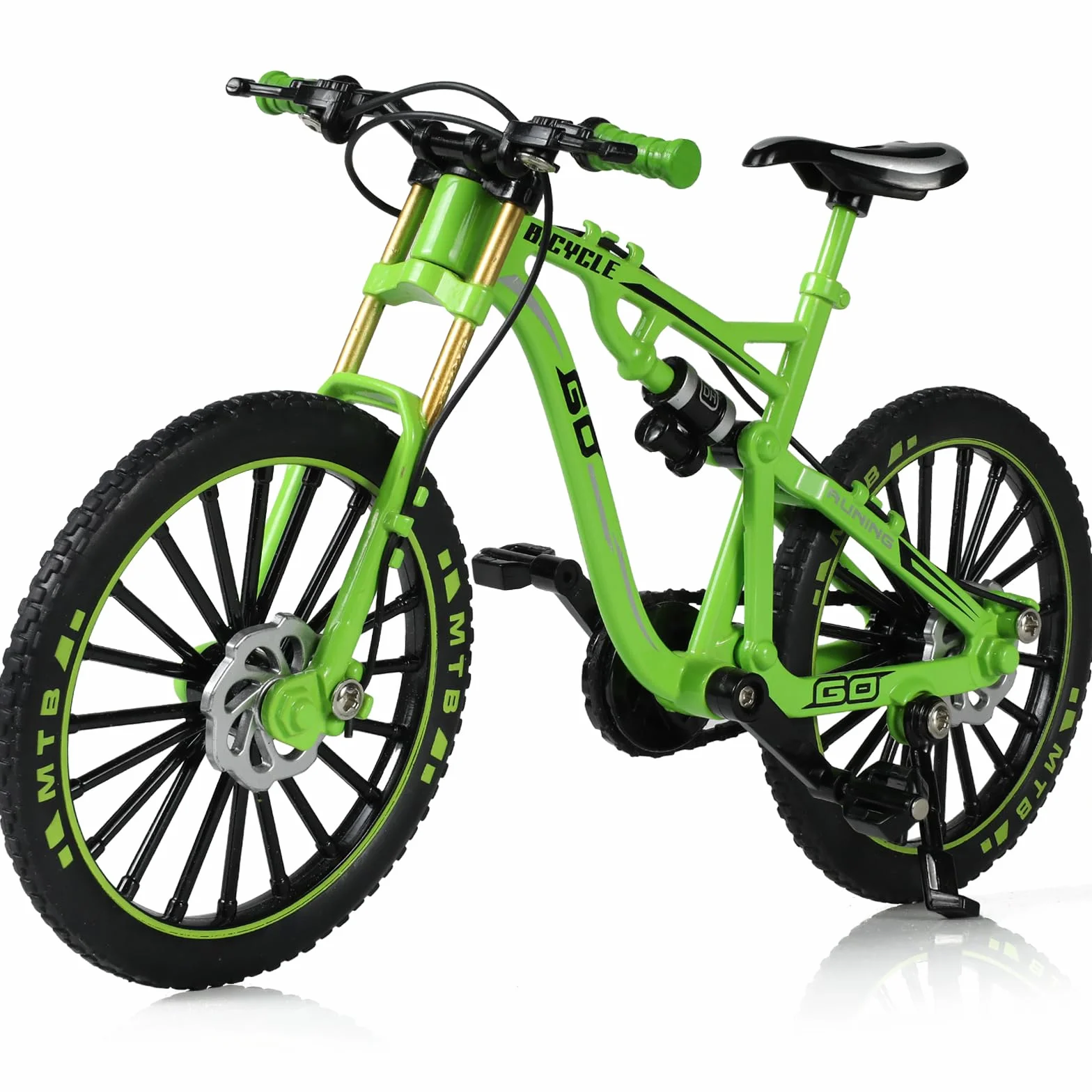 Skala 1:8, odlewany ciśnieniowo stop, mini rower górski, model, zabawka, palec, BMX, zabawka, dekoracja biurka, rękodzieło, dla miłośników jazdy na rowerze (zielony)