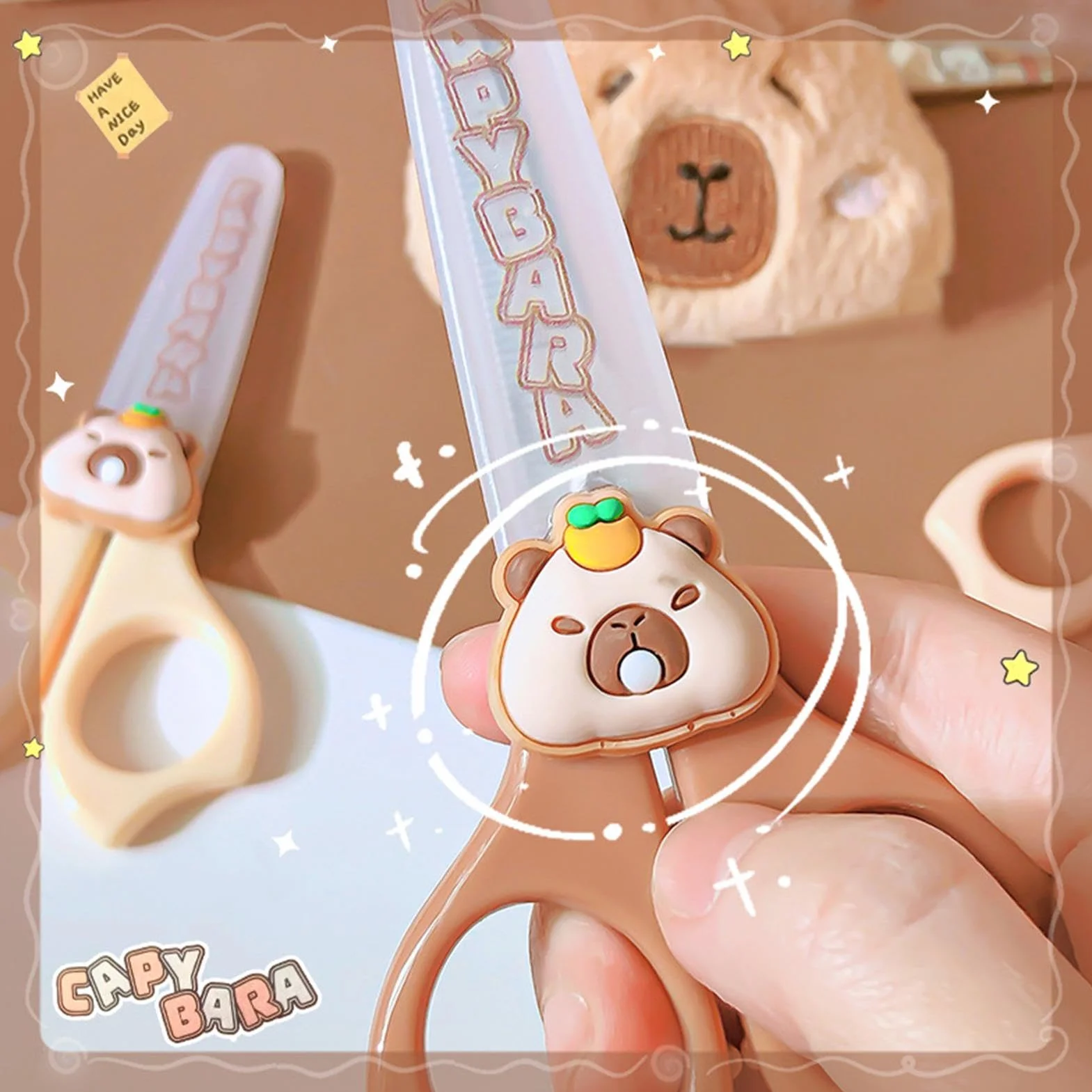 Cute Capybara Scissors, Nożyczki dla dzieci - Cute Capybara Round Tip Bezpieczeństwo Nożyczki do przedszkola | Artykuły do aktywności dla dzieci, torebka antypoślizgowa dla studentów, narzędzia