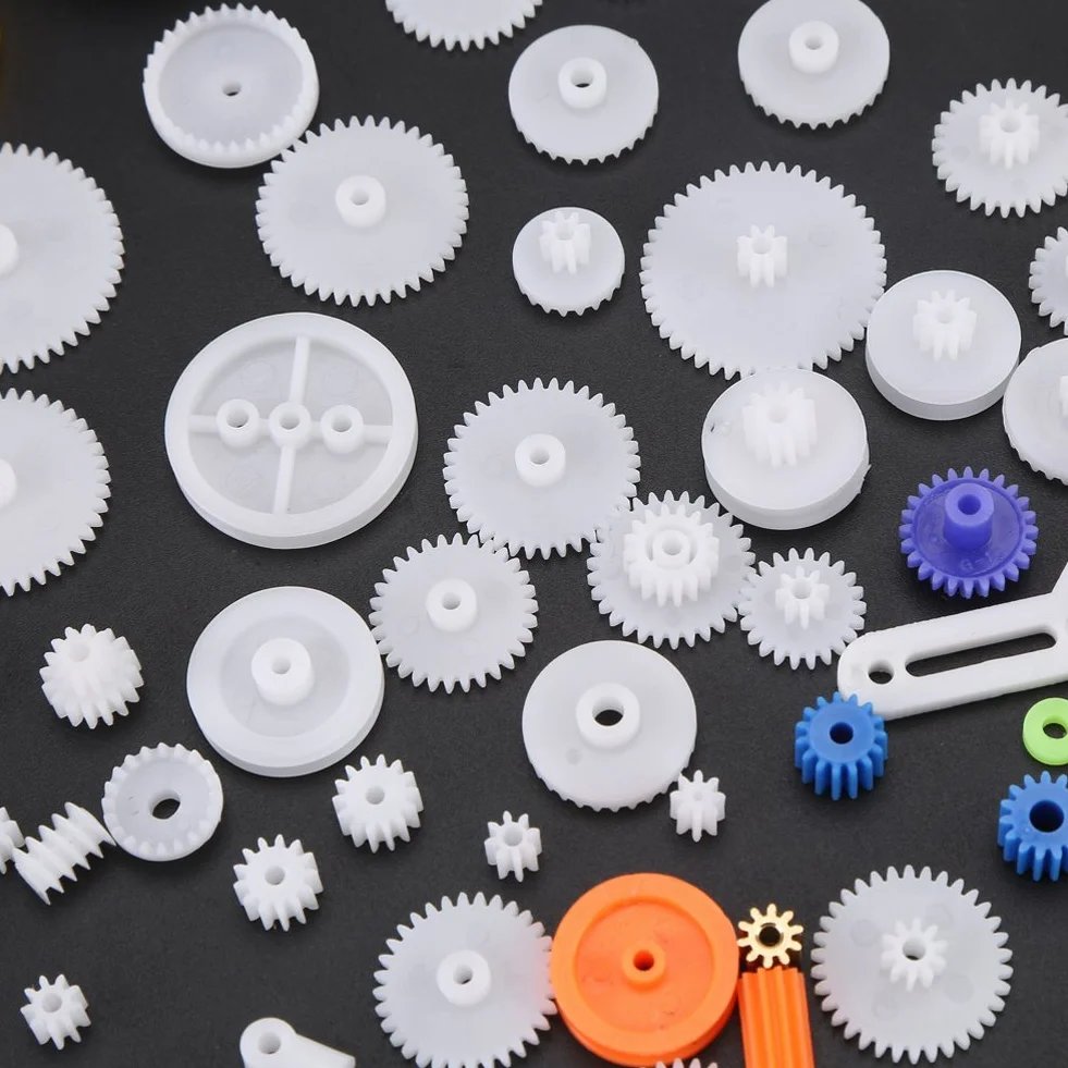 Akozon Plastikowe koła zębate Szklany pasek Zestawy zębatek Zestawy kół zębatych Wał Pas DIY Zestaw akcesoriów 78szt