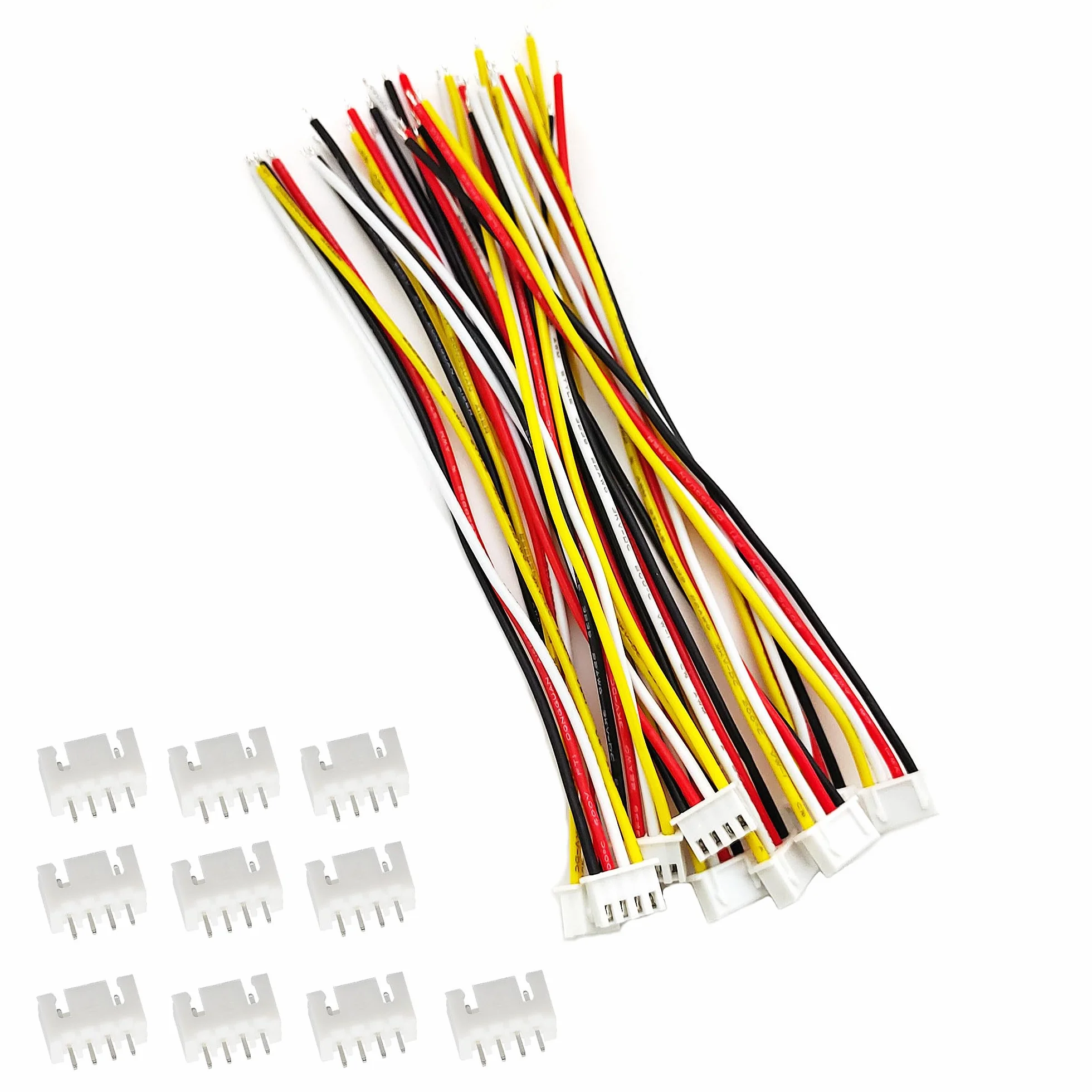 10 zestawów Jst XH 2,54 mm 4-pinowe wtyczki z 150 mm 22 AWG miękkim kablem silikonowym i gniazdem XH2,54 4P