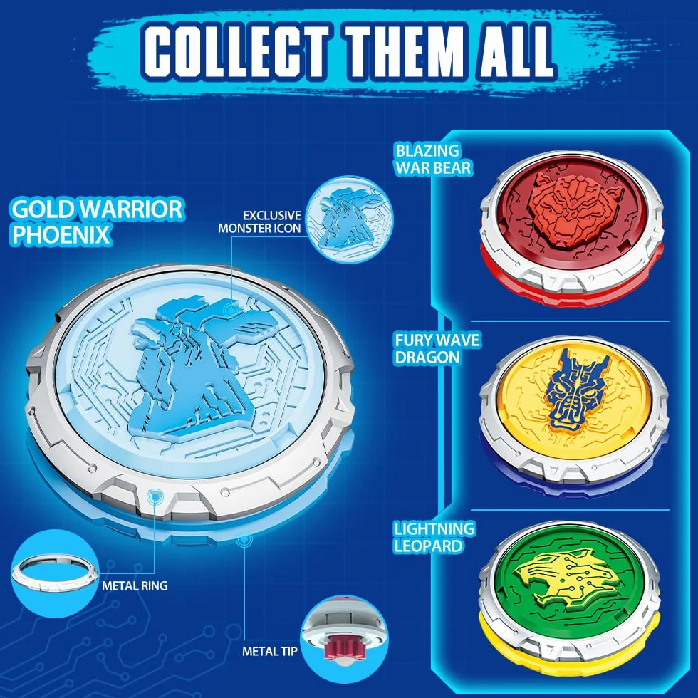 Infinity Nado Beyblade Battle Top, zabawka dla chłopców od 5, 6, 7, 8, 9, 10, 11, 12 lat, złoty wojownik Phoenix
