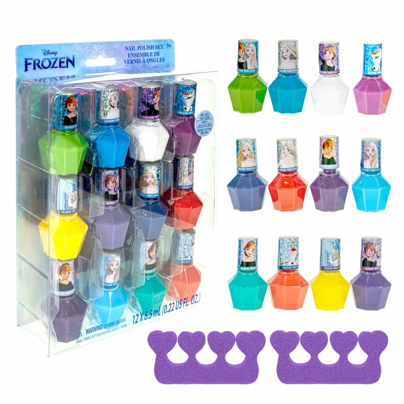 Disney Frozen Wodny Lakier do Paznokci 14 szt z Separatorami