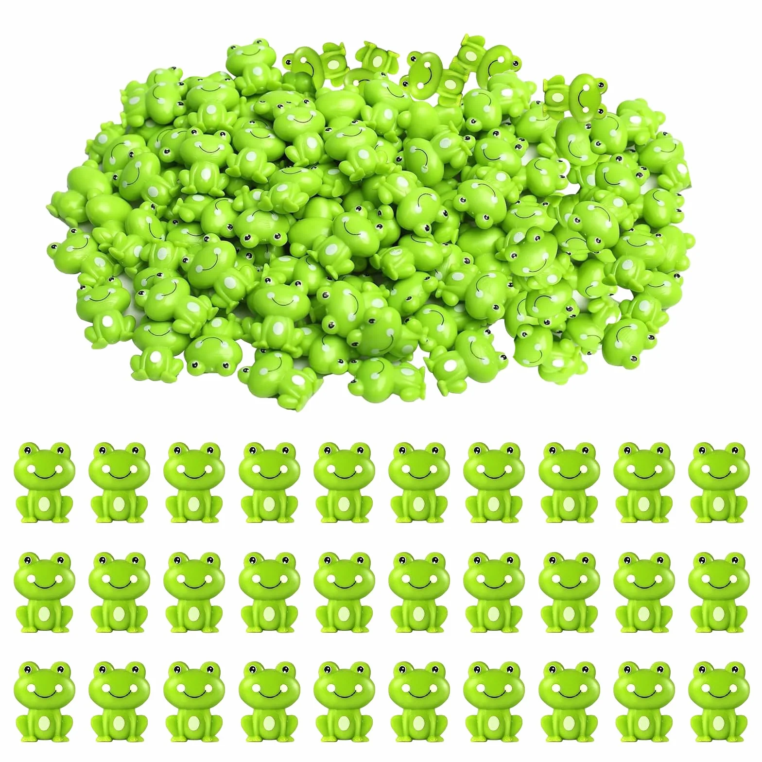 Zielone plastikowe żaby, 100 szt., mini figurki do ogrodu, zielone, do akwarium, ogrodu