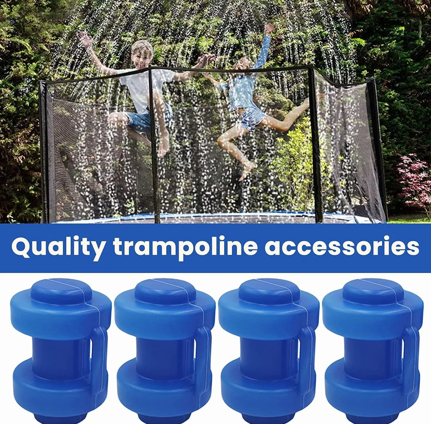 Zestaw zaślepek do trampoliny, 8 sztuk niebieskich nasadek na słupki, średnica 25 cm, akcesoria do trampoliny, nakładki ochronne do drążków trampoliny, części zamienne i nasadki bezpieczeństwa,