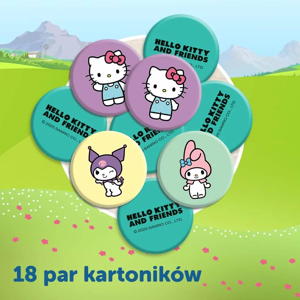 Trefl - Memos Hello Kitty - Gra Pamięciowa dla Maluchów, Odnajdywanie Par Obrazków, Memory z Bohaterami Bajki, dla Dzieci od 3 lat