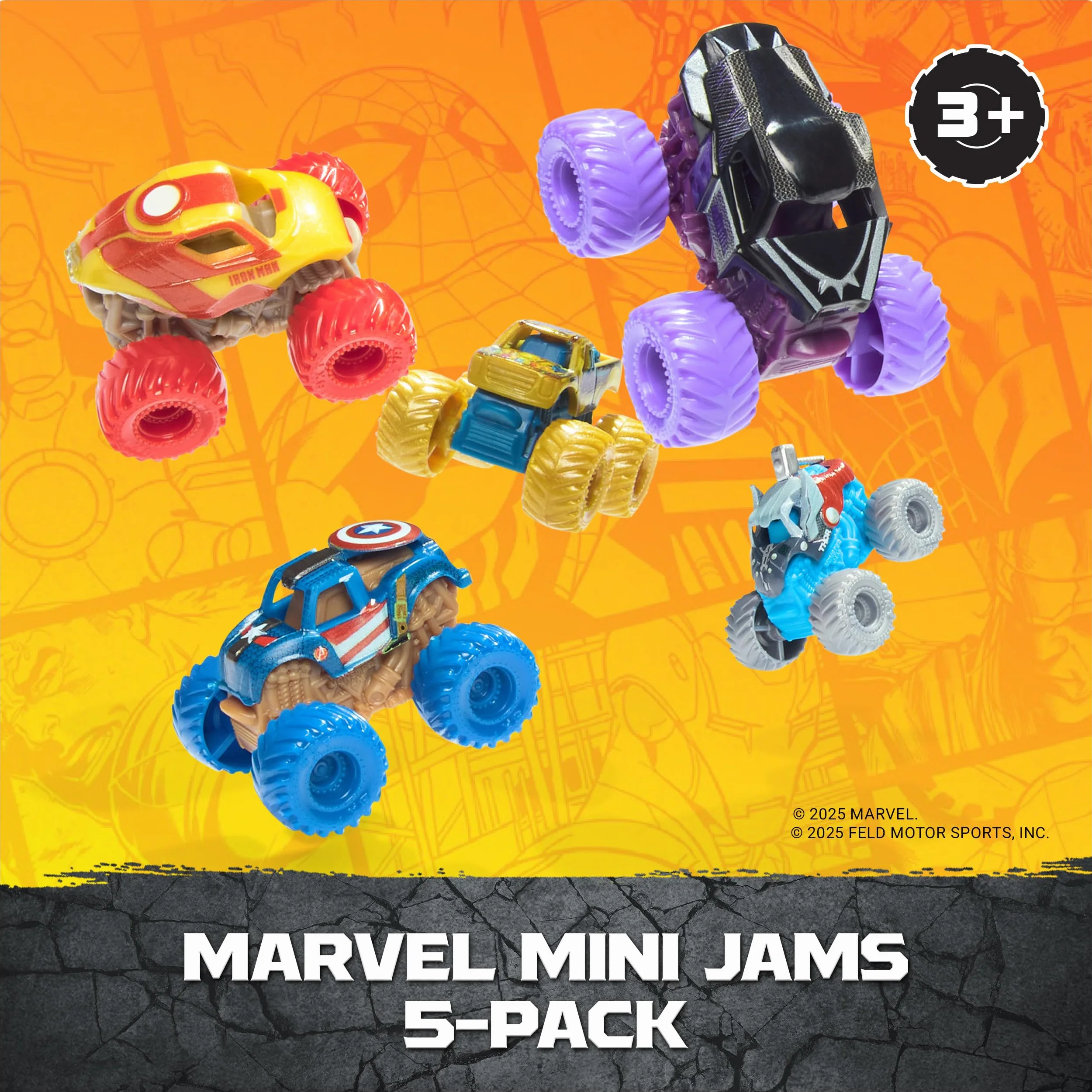Monster Jam Zabawka ciężarówka Mini Jams 5PK Marvel