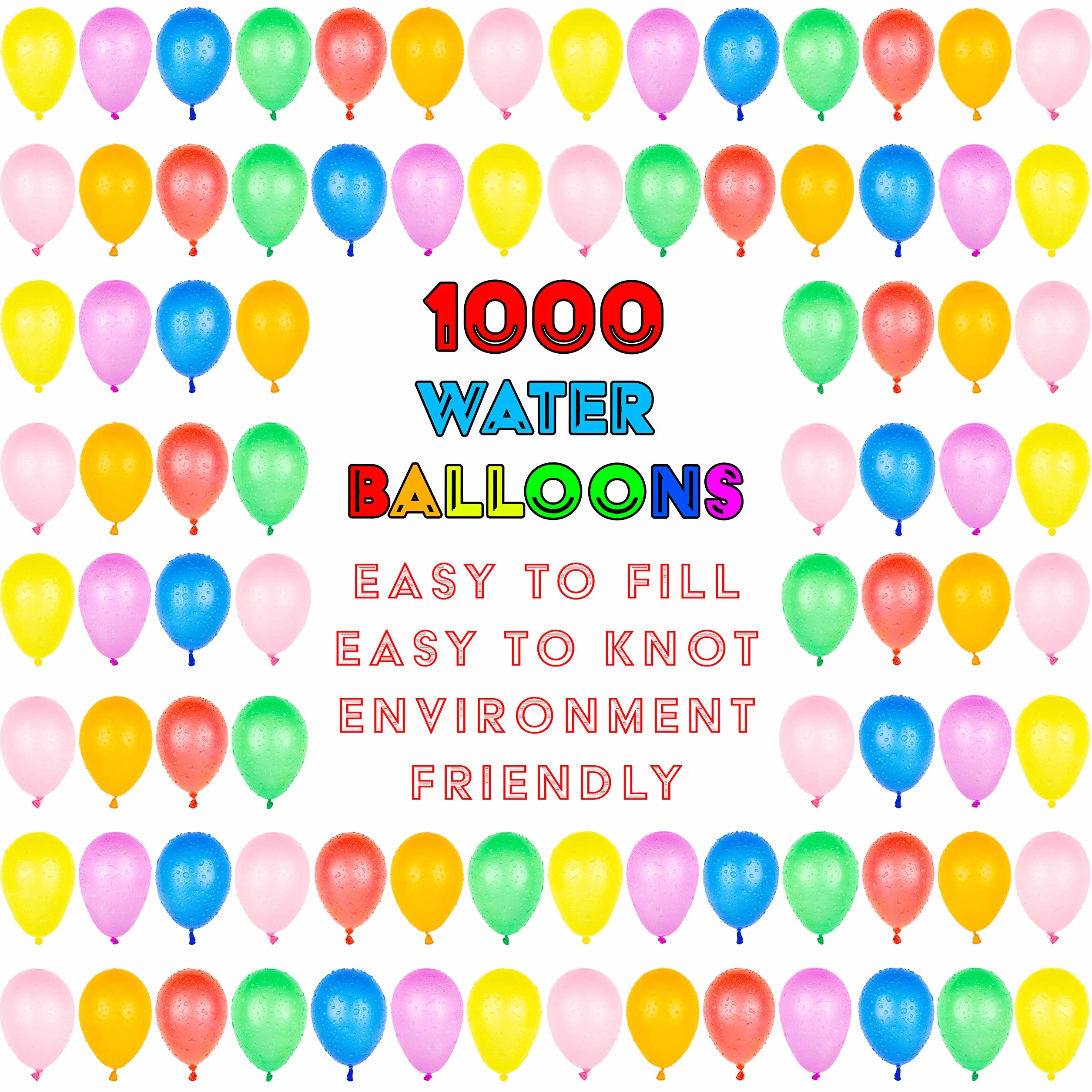 1000 balonów wodnych | Mega Pack | Balony wodne | Balony wodne z pomoc do napełniania kranu | mix kolorów
