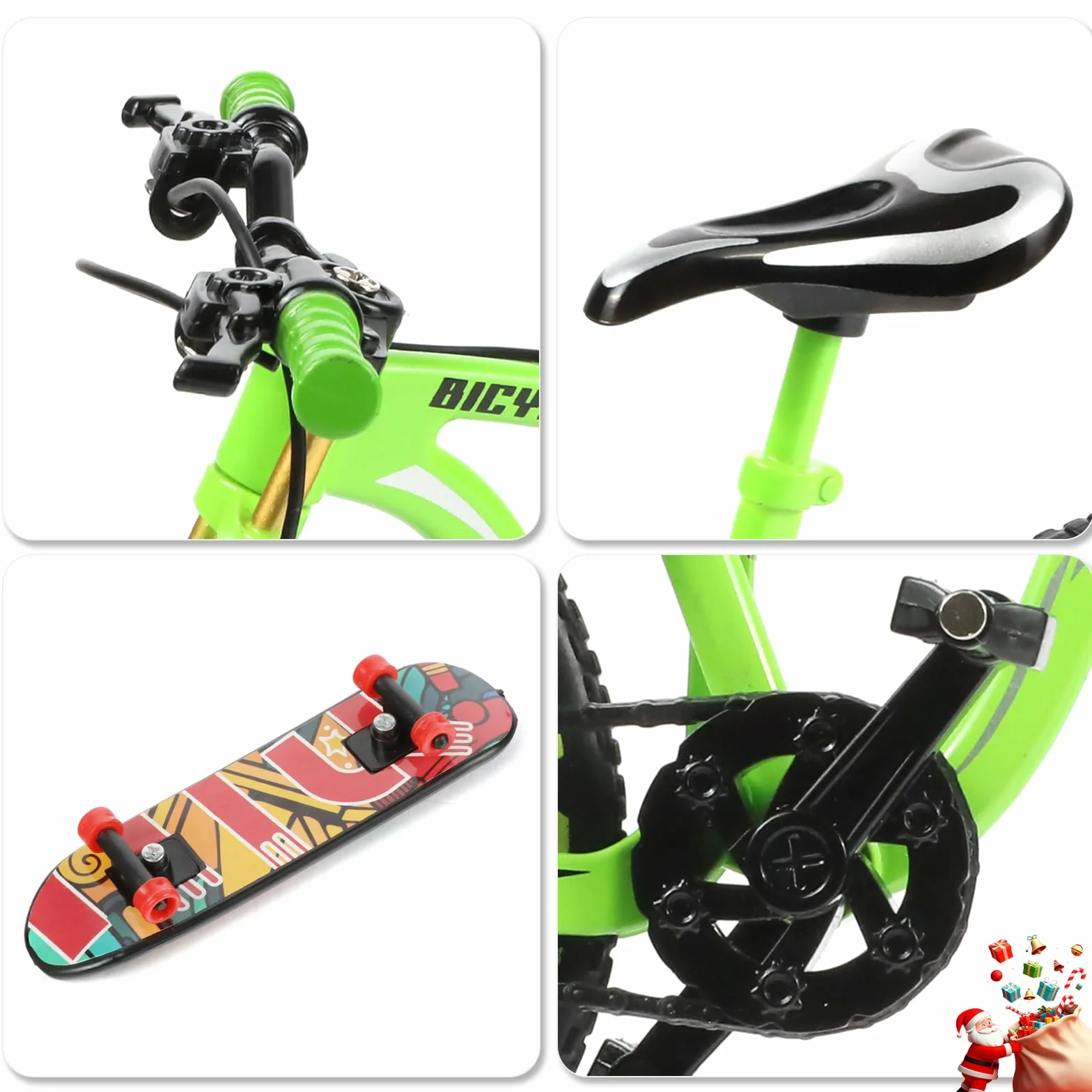Skala 1:8, odlewany ciśnieniowo stop, mini rower górski, model, zabawka, palec, BMX, zabawka, dekoracja biurka, rękodzieło, dla miłośników jazdy na rowerze (zielony)