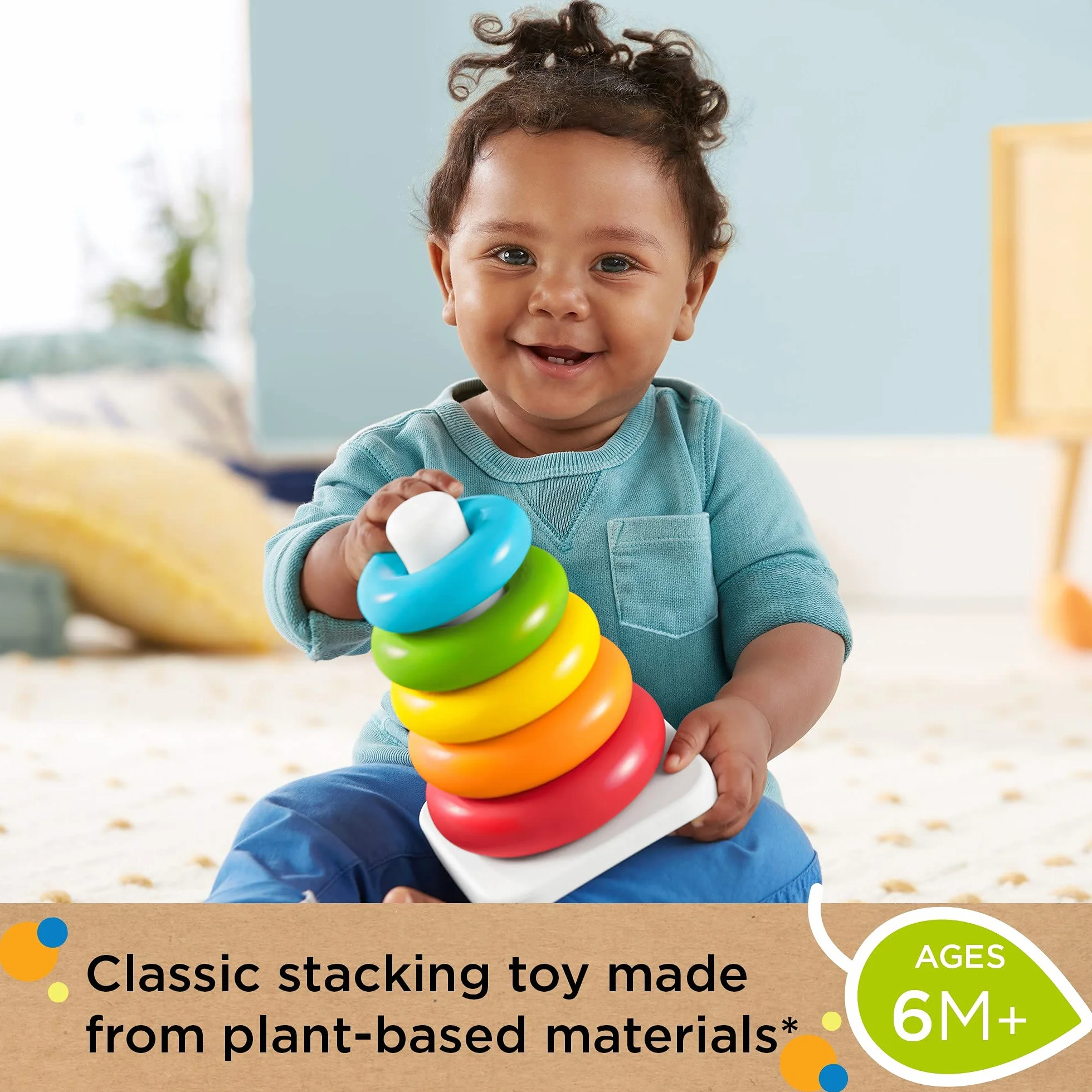 Fisher-Price Rock-A-Stack Zabawka Piramidka, Wielokolorowy, Od 6 Miesięcy
