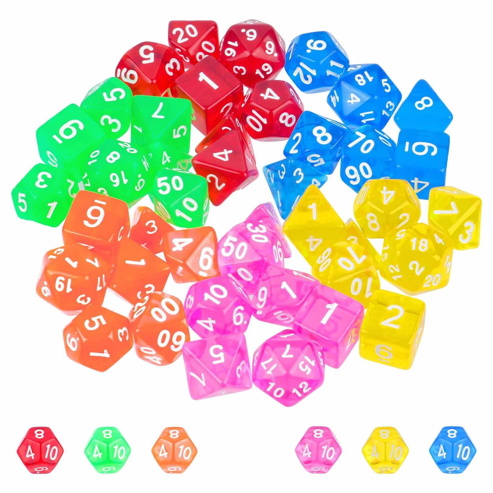 42 sztuki wielościenne, kolorowe akrylowe kości do MTG RPG D&D, Kości D4 D6 D8 D10 D12 D20, gra planszowa, odgrywanie ról