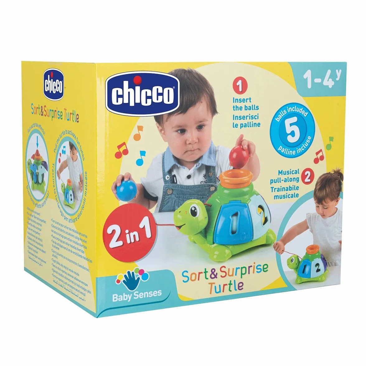 Chicco Sorter Żółwik, Elektroniczny Sorter Kształtów z 5 Kulkami do Dopasowywania, Zabawnymi Ćwiczeniami Manualnymi i Melodiami - Zabawki Edukacyjne dla Dzieci 1-4 lat