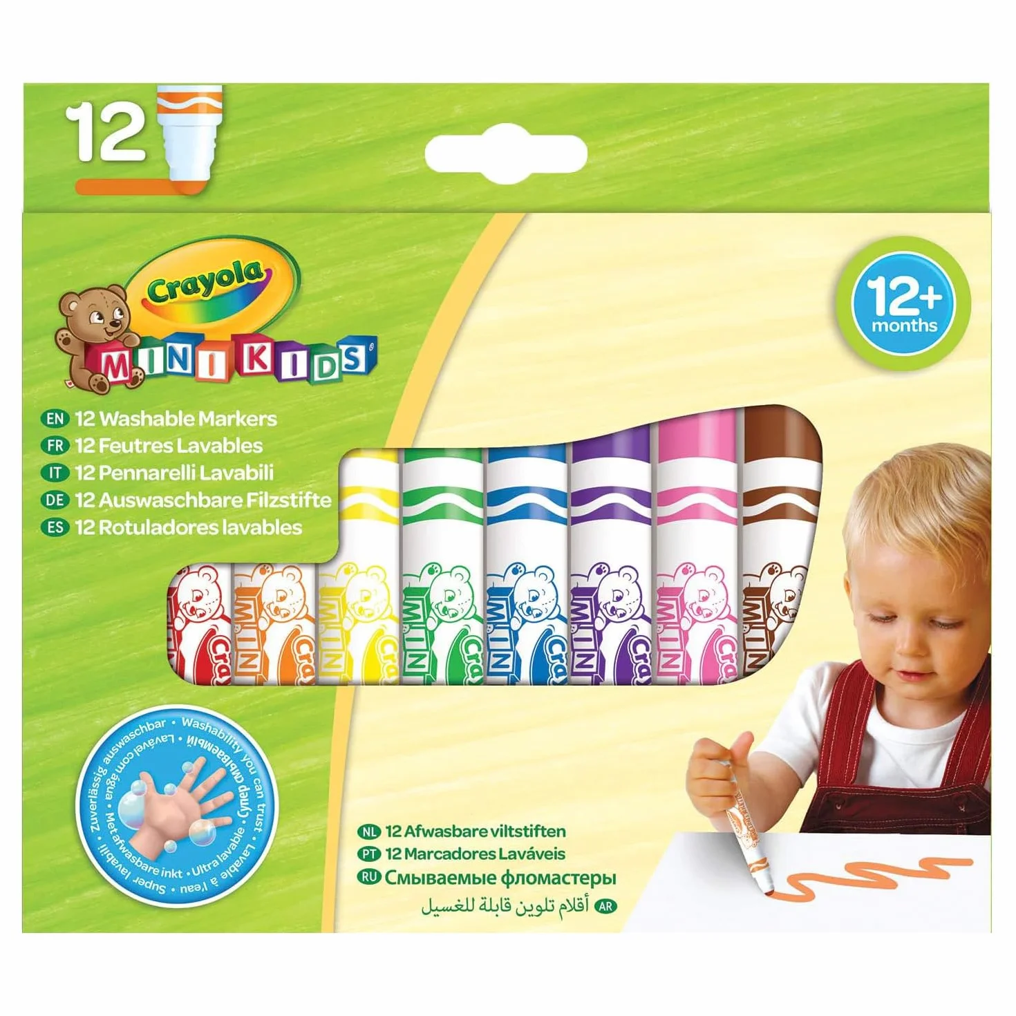 Crayola 8325 Flamastry Zmywalne, Wielokolorowy, 12 sztuk