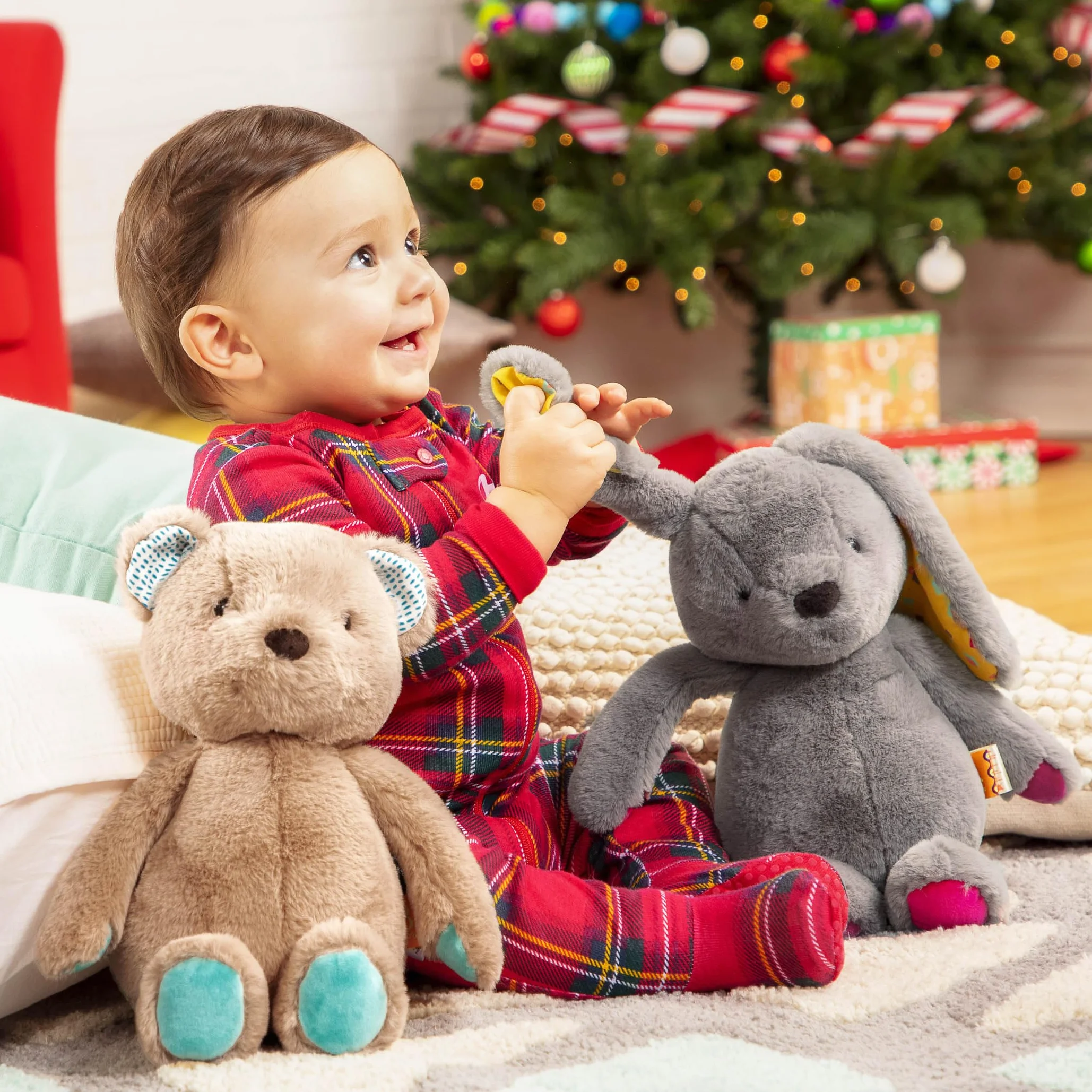 B. toys Pluszowy miś – super miękki ze słodkimi uszami – pluszowy miś w kolorze brązowym, turkusowym, zabawka dla niemowląt i dzieci, dla dziewczynek i chłopców od 0 miesięcy