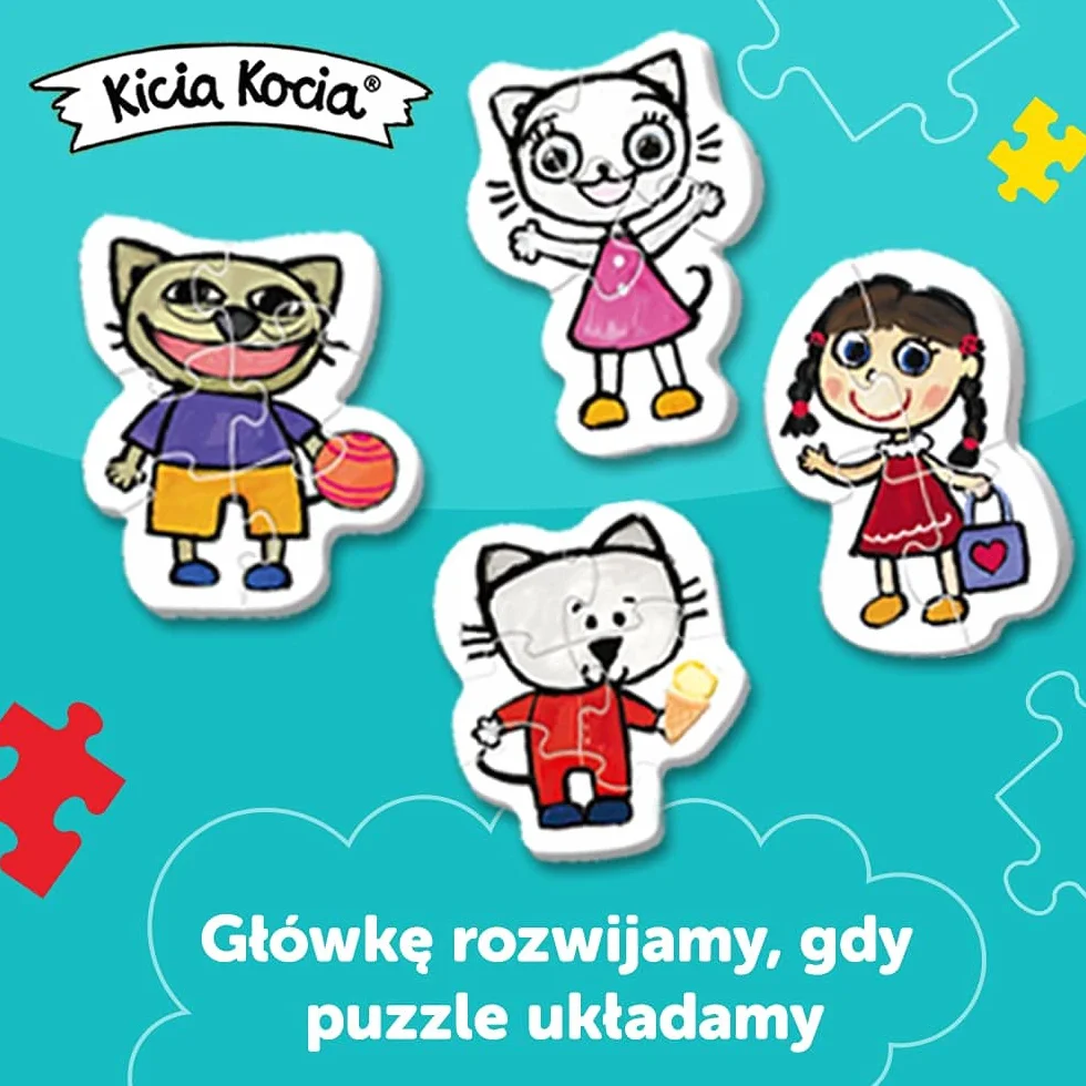 Trefl Wesoła Kicia Kocia Puzzle 4 w 1 Baby Classic z Grubego Kartonu dla Dzieci od 2 lat