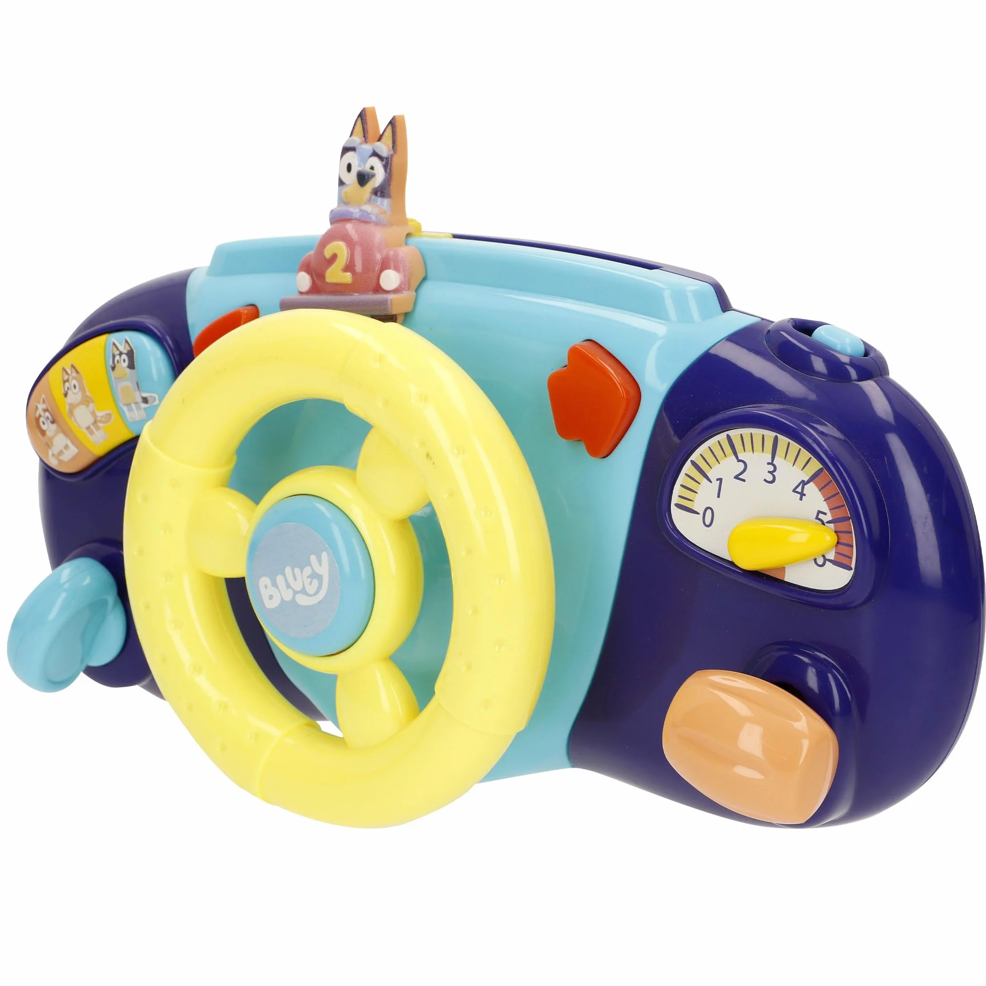 ColorBaby Bluey Kierownica do wózka dziecięcego, uchwyt kotwiący, kolorowy design, Bluey, Bingo i Przyjaciele, gry interekcyjne, zajęcia dla dzieci +6 miesięcy (39146)