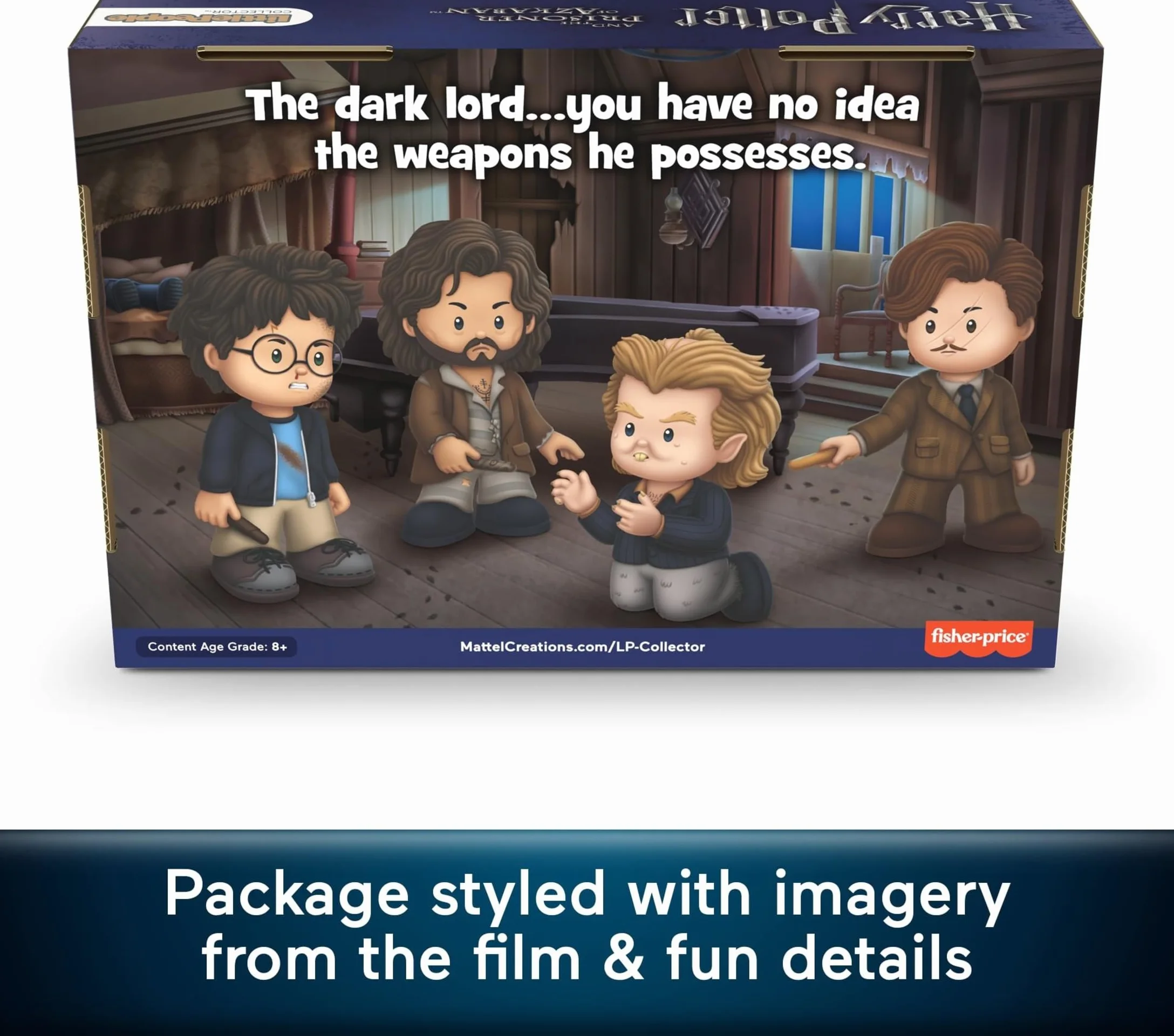 Little People Collector Harry Potter i Więzień Azkabanu 4-pak figurek Zestaw kolekcjonerski z filmu dla fanów i dorosłych, HVG47