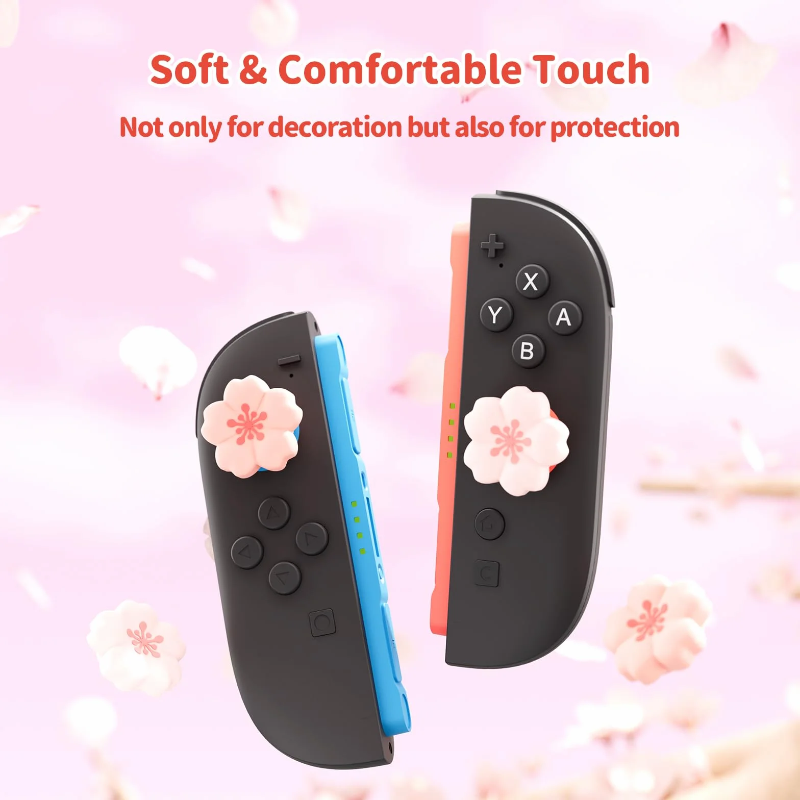 GeekShare Silikonowe nakładki na joystick do Switch 2, akcesoria ochronne do joysticka, antypoślizgowe, wygodne (4 sztuki) (kwiat wiśni)