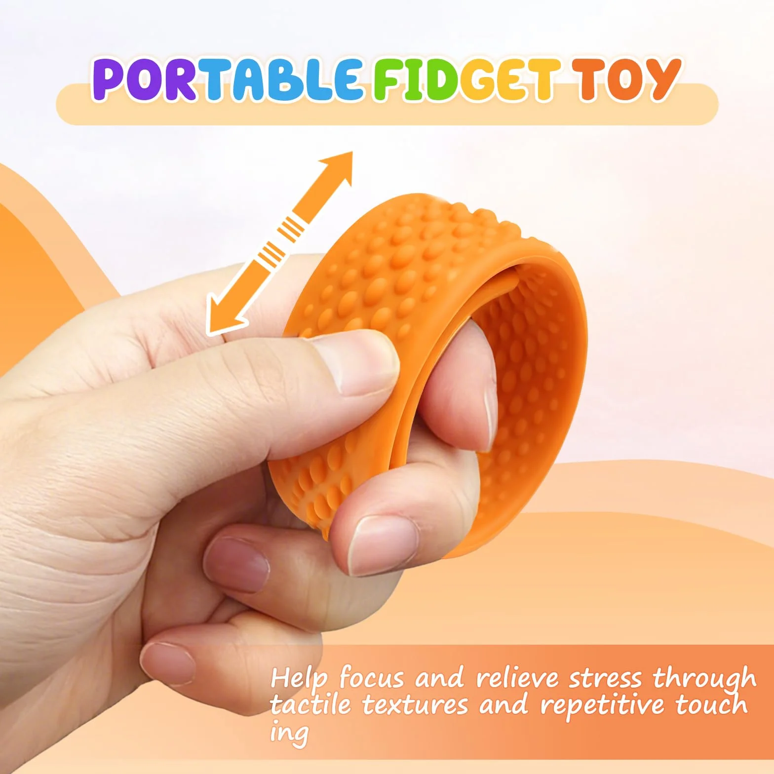 Silikonowe bransoletki sensoryczne Fidget Toys, 6 sztuk, antystresowe, redukujące stres, prezent dla dzieci i dorosłych, ADHD i autyzm, zabawki sensoryczne