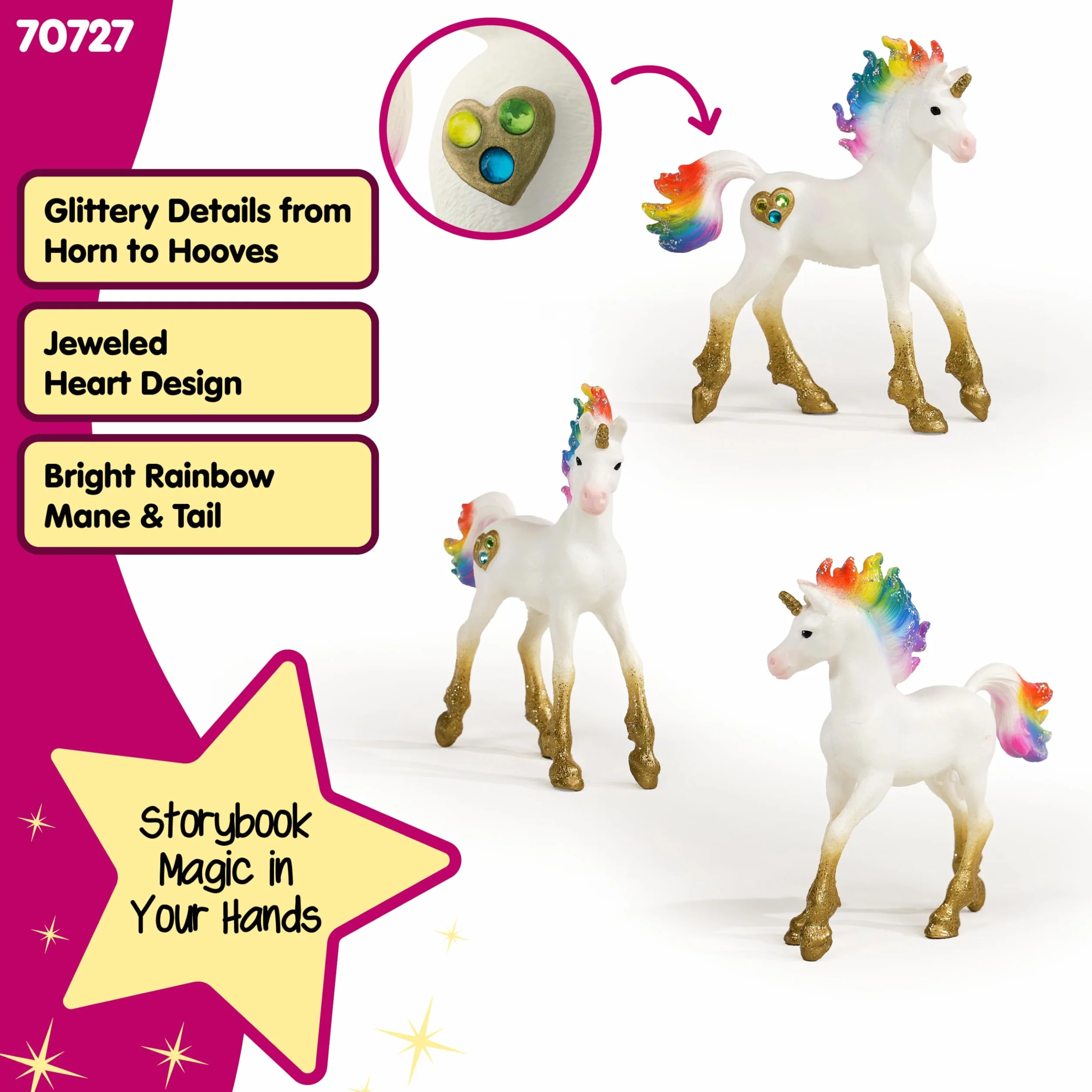 schleich BAYALA | Tęczowe źrebię jednorożca 70727 | Fantastyczna figurka kolekcjonerska | Prezent dla dziewczynek i chłopców | Od 5 lat | 8 × 3 × 9 cm