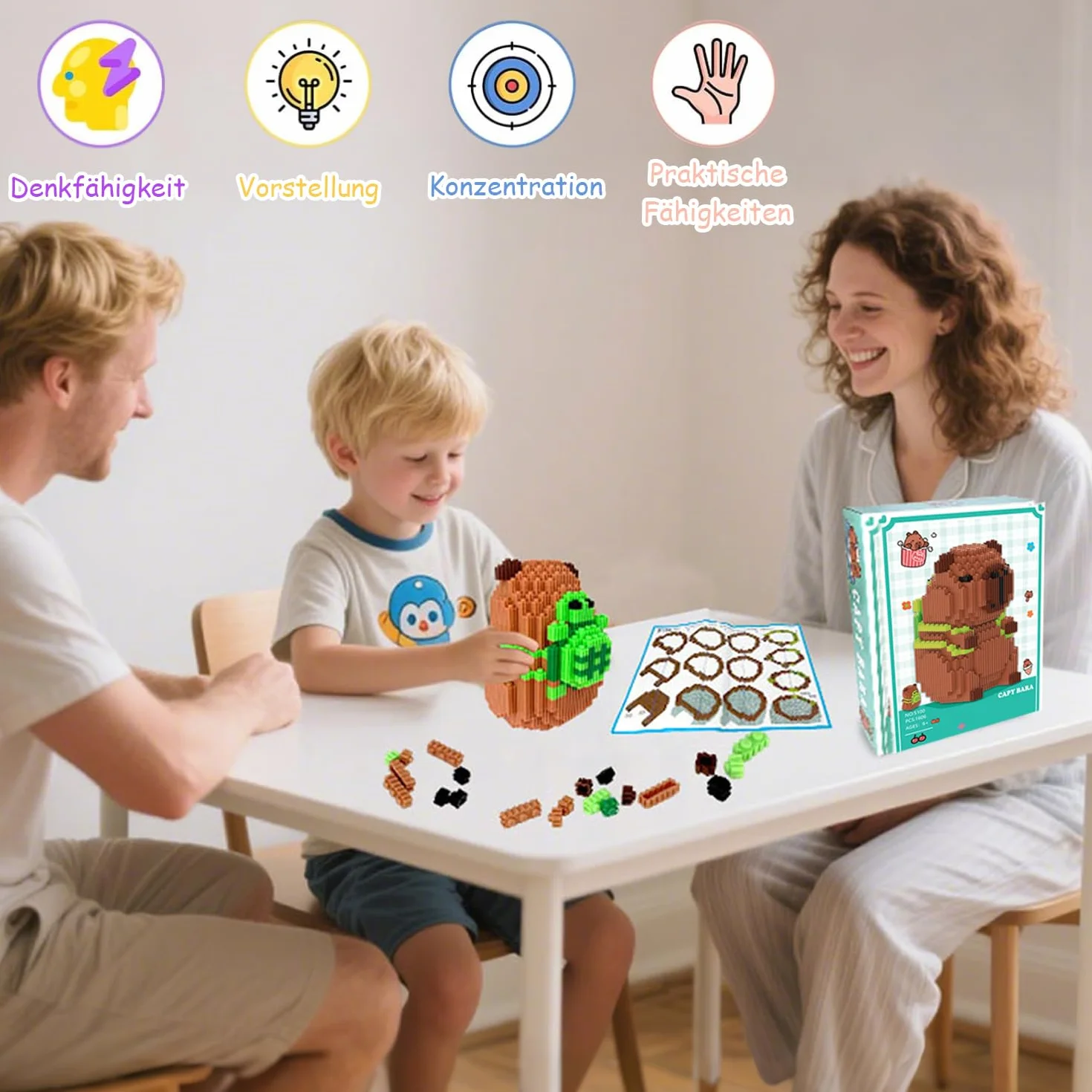 Mini klocki zaciskowe, zwierzęta Capybara, zabawka do budowania, bloki ze zwierzętami, mikro-building Capybara, klocki do samodzielnego montażu, dla dzieci i dorosłych, z podręcznikiem (1606